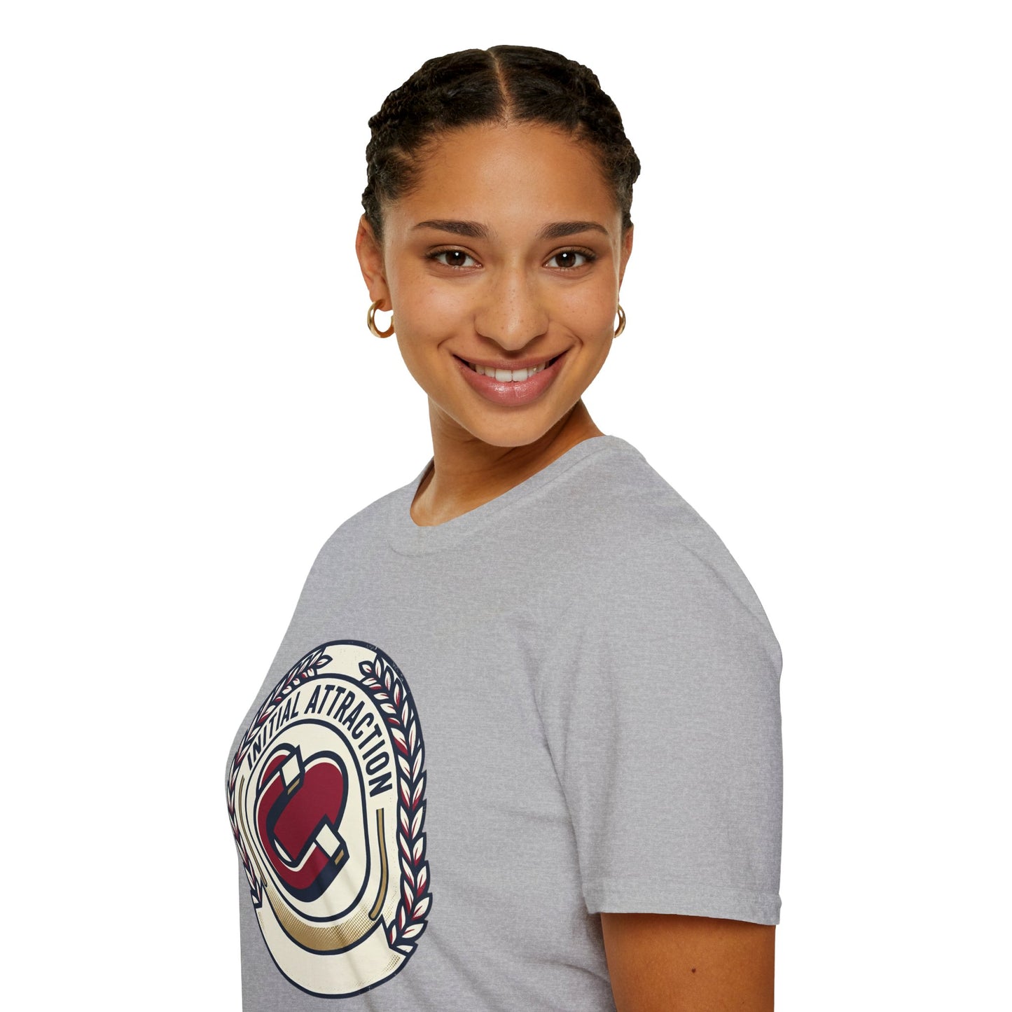 Initial Attraction T-Shirt — Retro Badge Heart Design