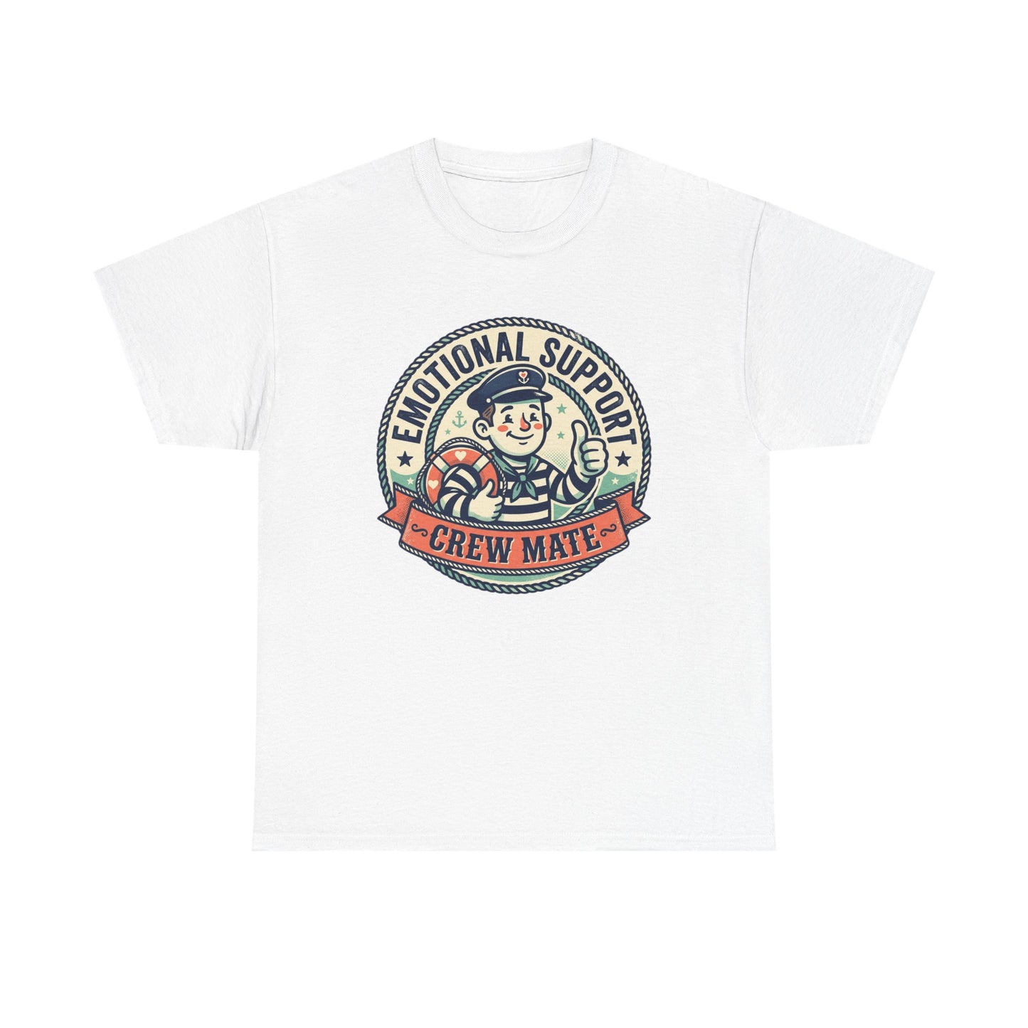 Emotional Support Crew Mate T‑Shirt — Retro Nautical Crewmate Tee Printify