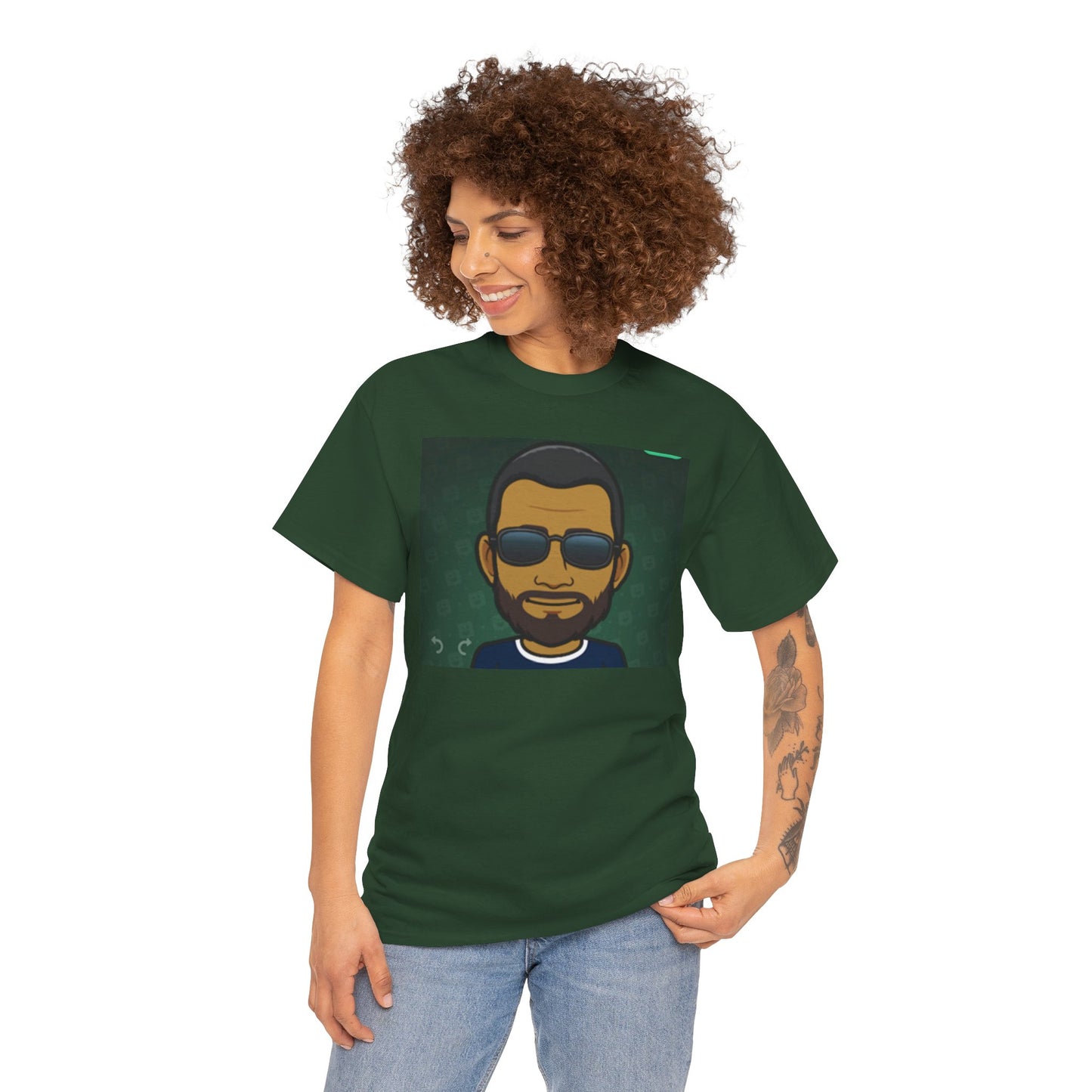 Bitmoji Portrait Tee — Cool Sunglasses Avatar Graphic T-Shirt Printify