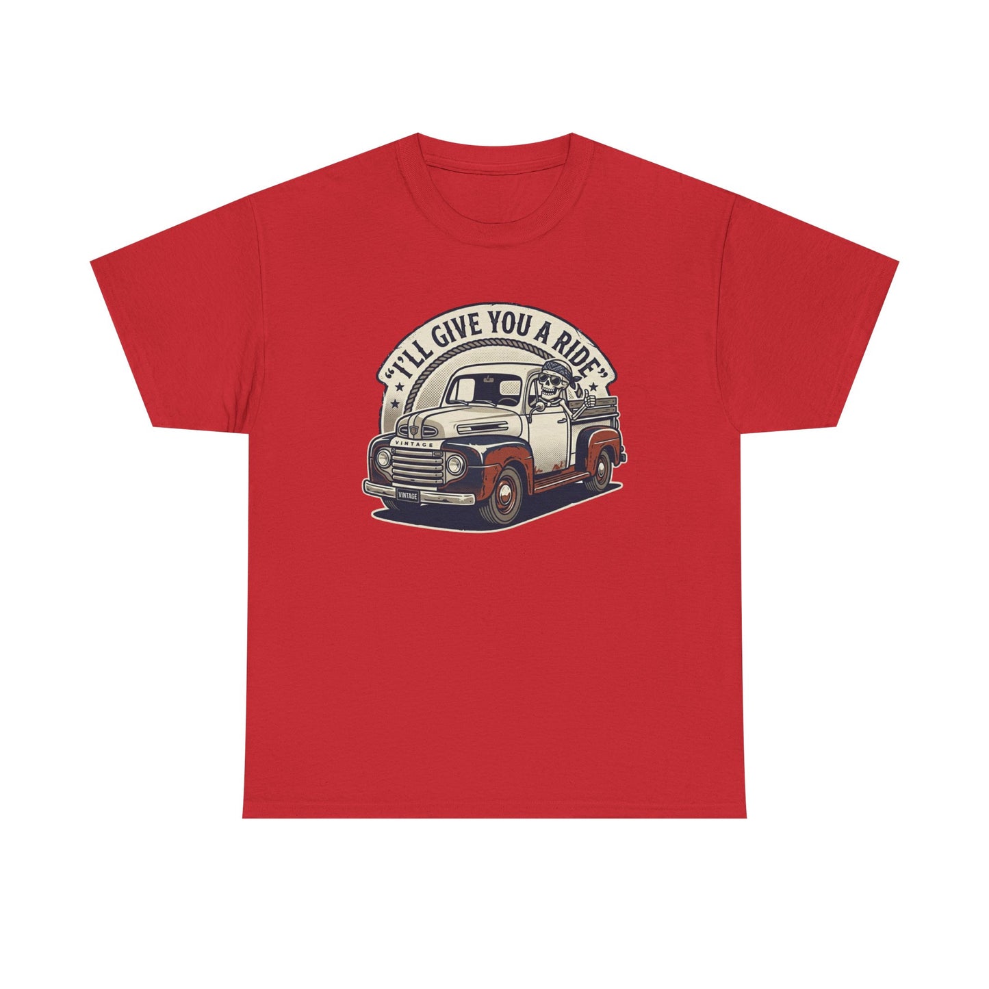Vintage Pickup Truck T-Shirt — “I’ll Give You a Ride” Classic Retro Tee Printify