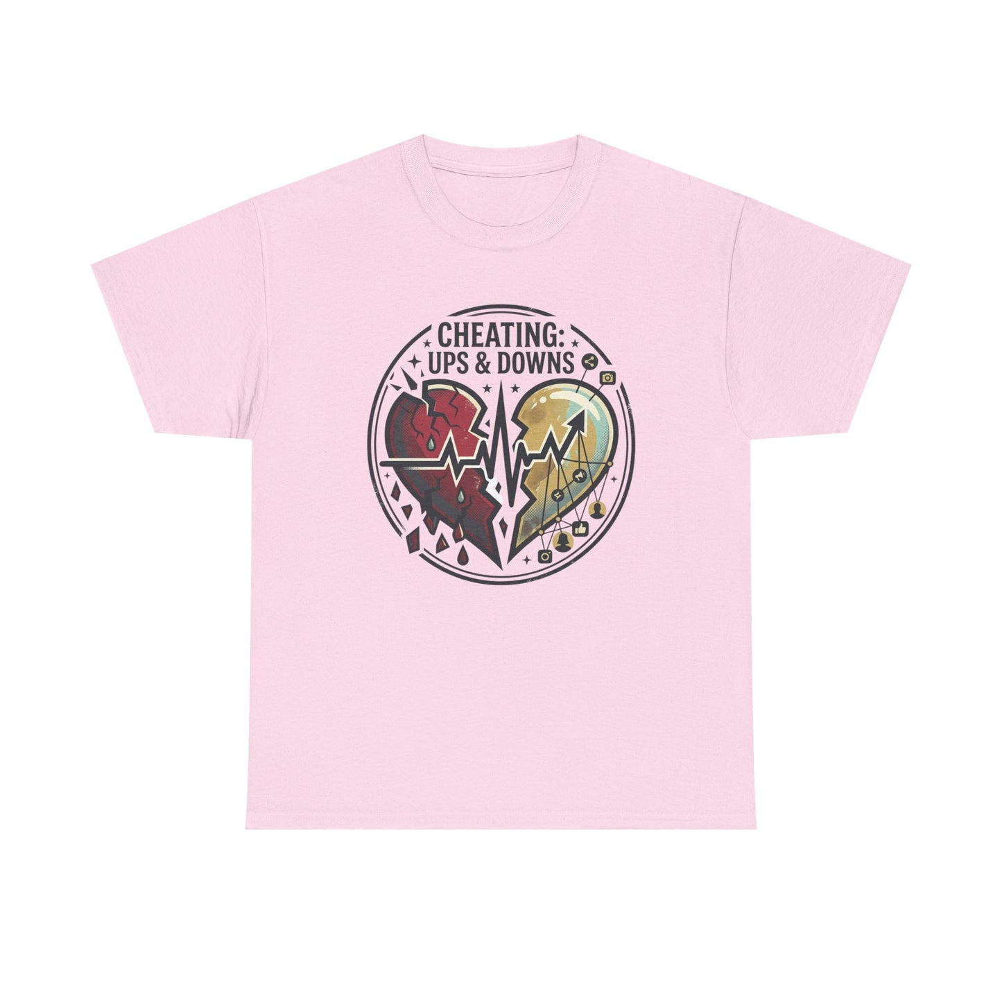 Cheating: Ups & Downs Broken Heart Graphic Tee Printify