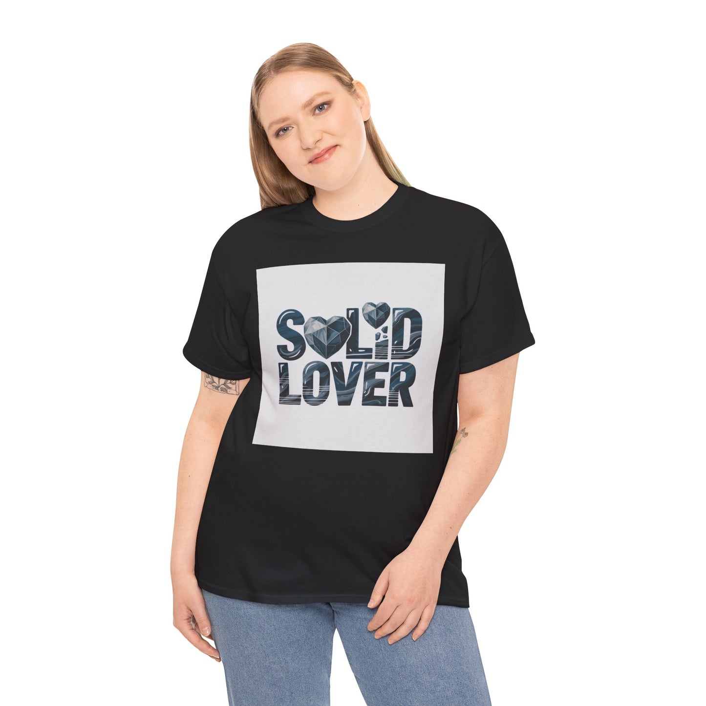 Solid Lover T‑Shirt — Bold Heart Typography Tee for Couples & Romance