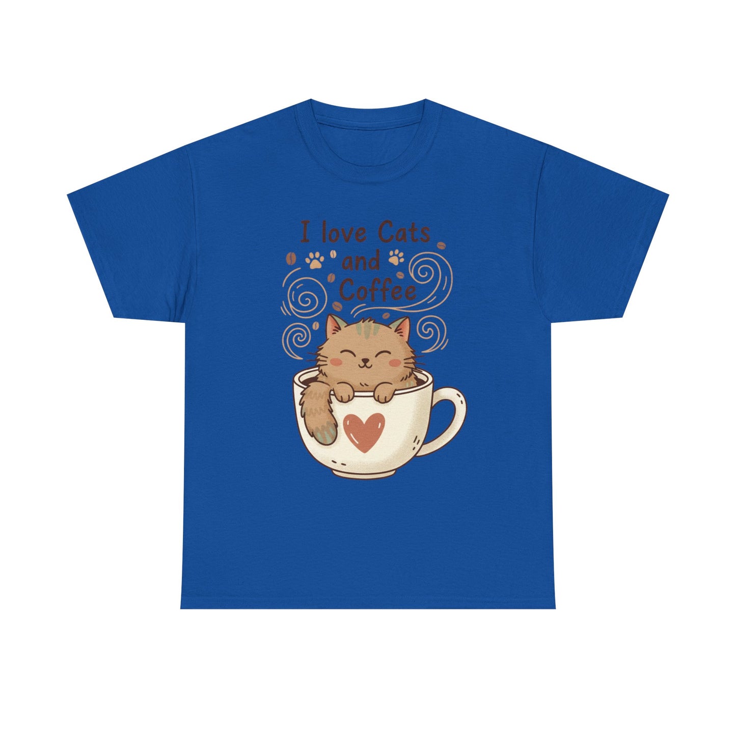 Cat and Coffee T‑Shirt — "I Love Cats and Coffee" Cute Cat in Mug Tee
