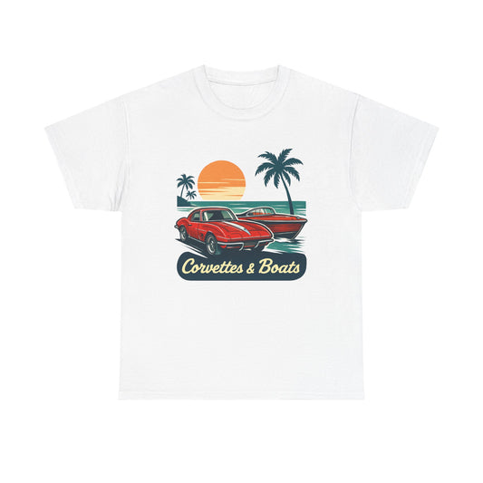 Corvettes & Boats Retro Sunset T‑Shirt