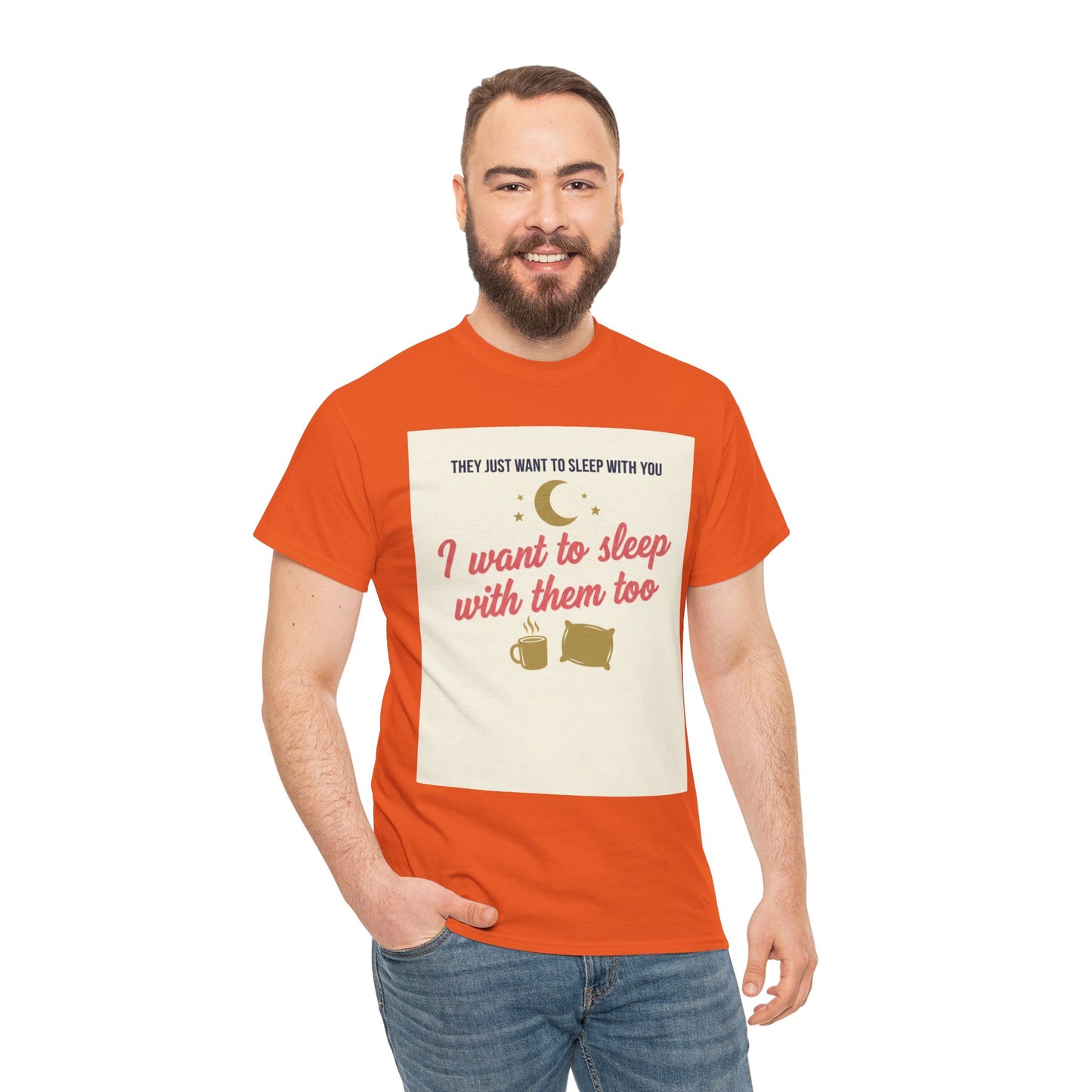 Sleepy Cats T-Shirt — "I Want to Sleep with Them Too" Cute Nighttime Pet Tee