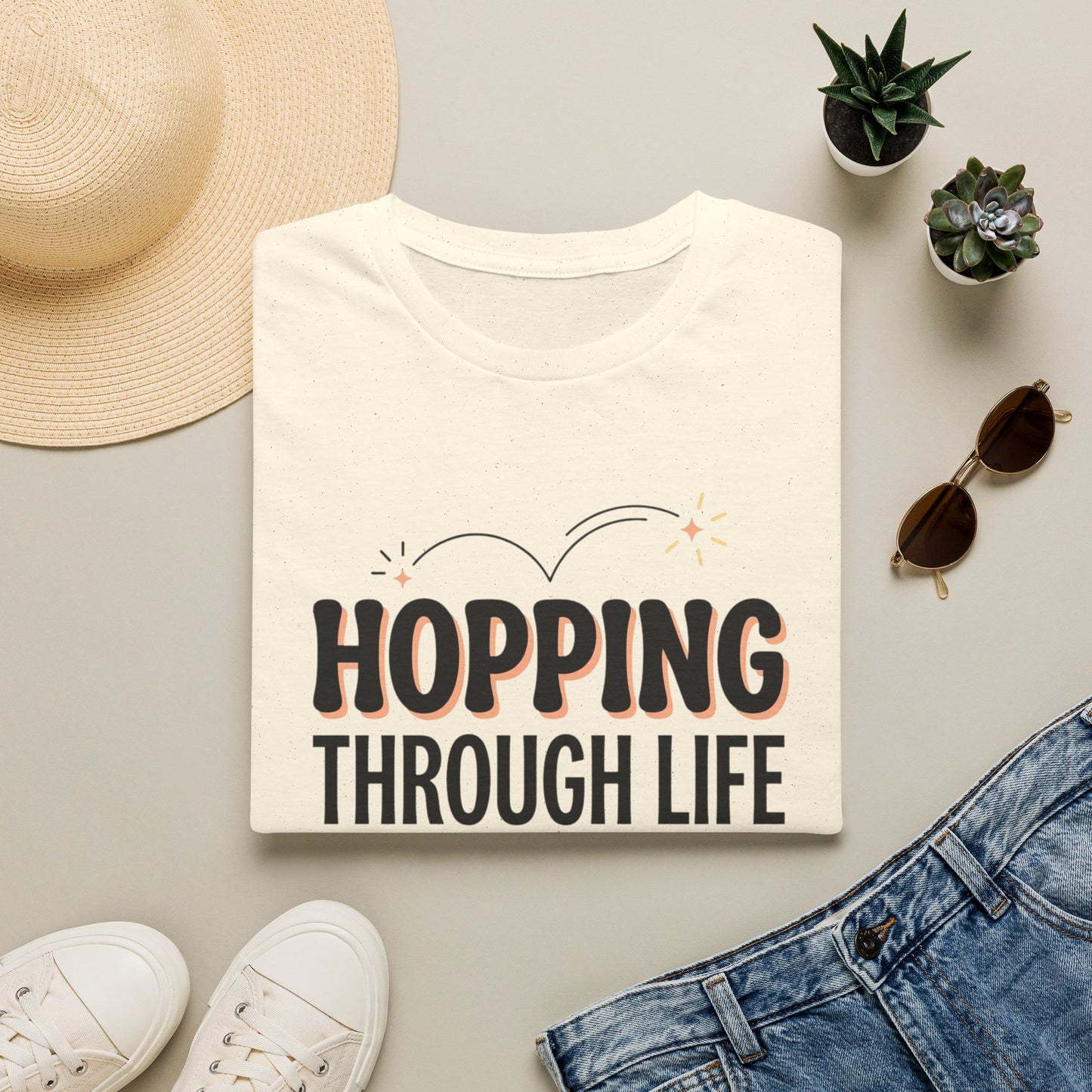 Hopping Through Life Tee — "Hopping Through Life with Joy" Inspirational Graphic T-Shirt