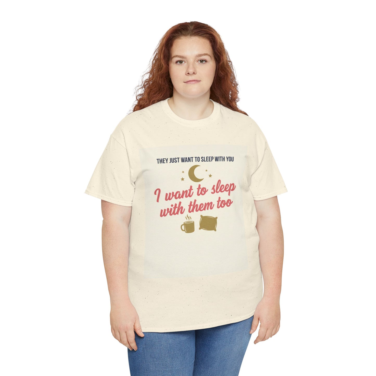 Sleepy Cats T-Shirt — "I Want to Sleep with Them Too" Cute Nighttime Pet Tee