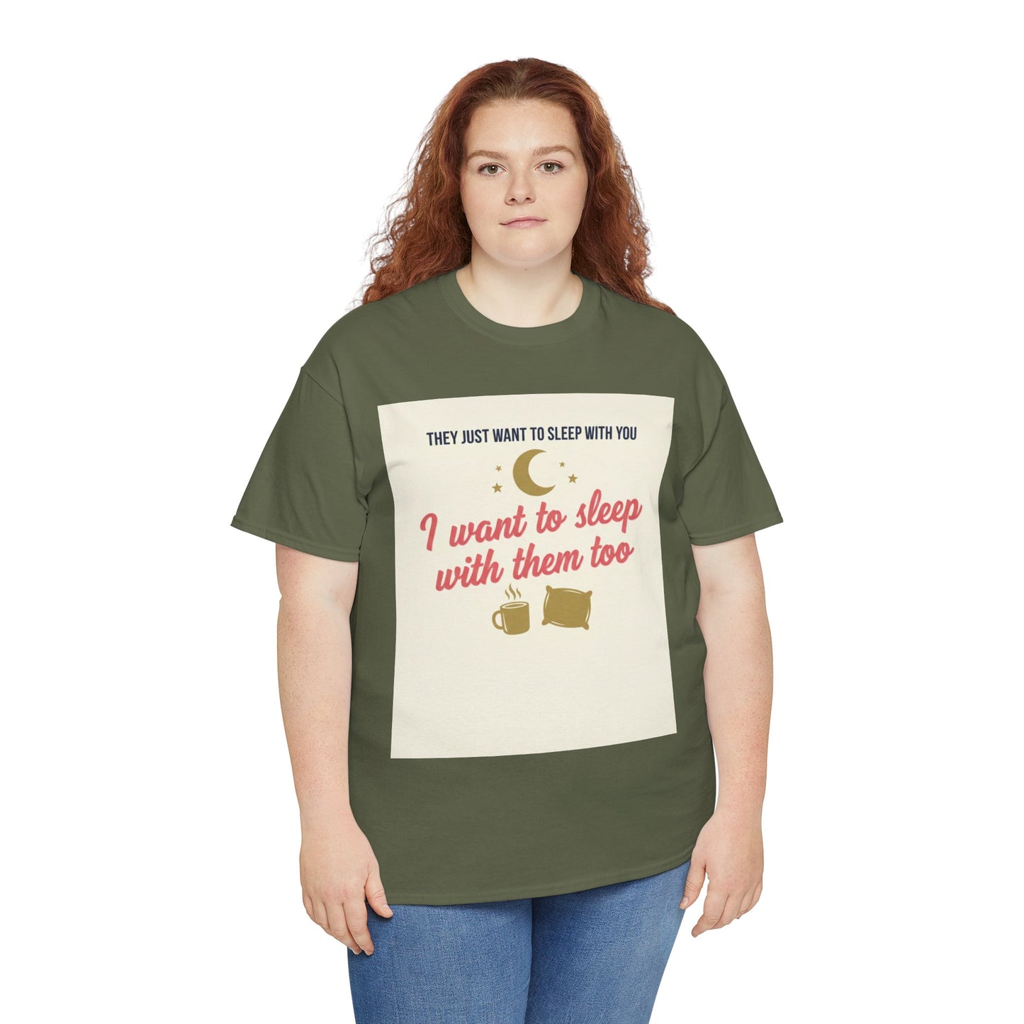 Sleepy Cats T-Shirt — "I Want to Sleep with Them Too" Cute Nighttime Pet Tee