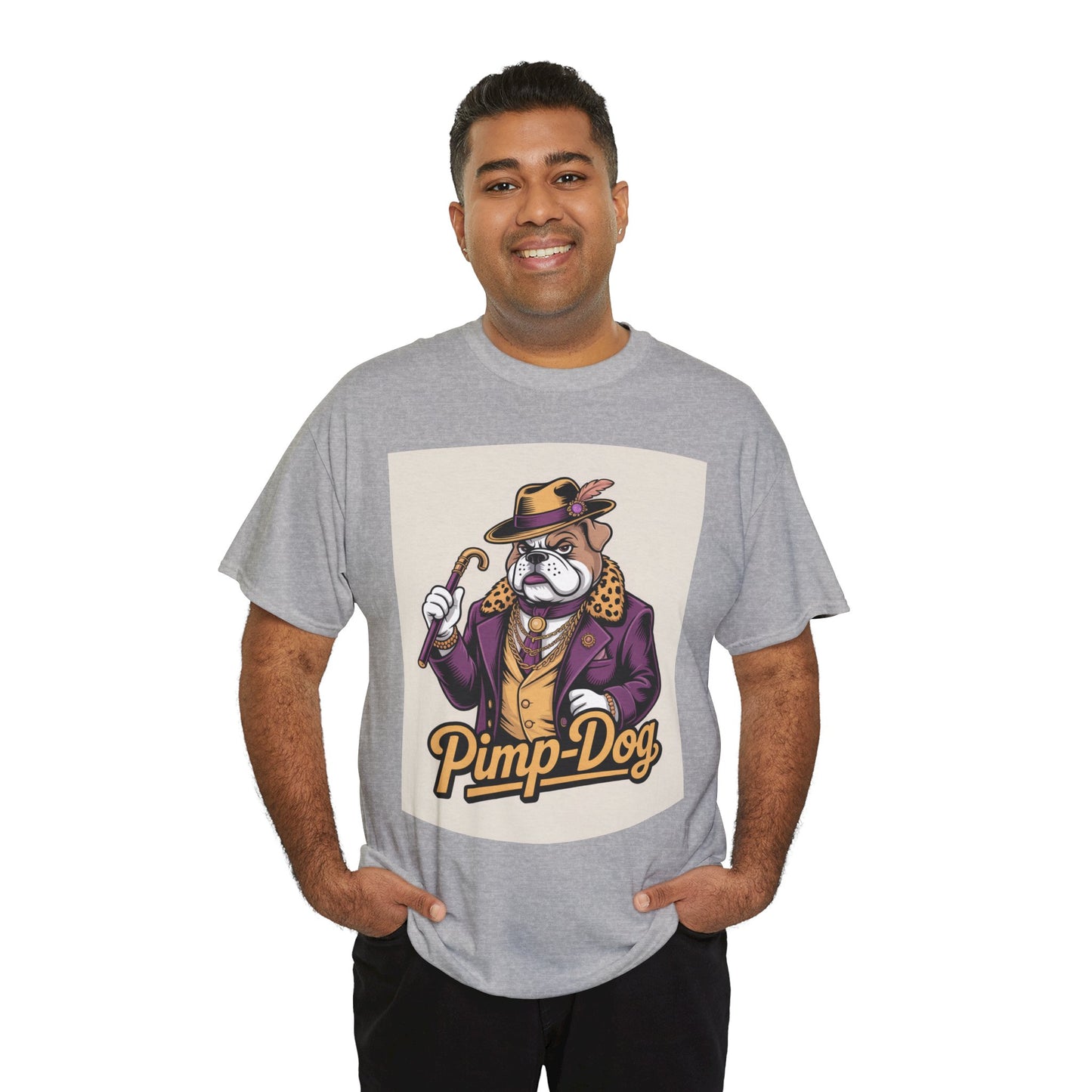 Pimp-Dog Graphic Tee — Retro Bulldog Character Shirt Printify