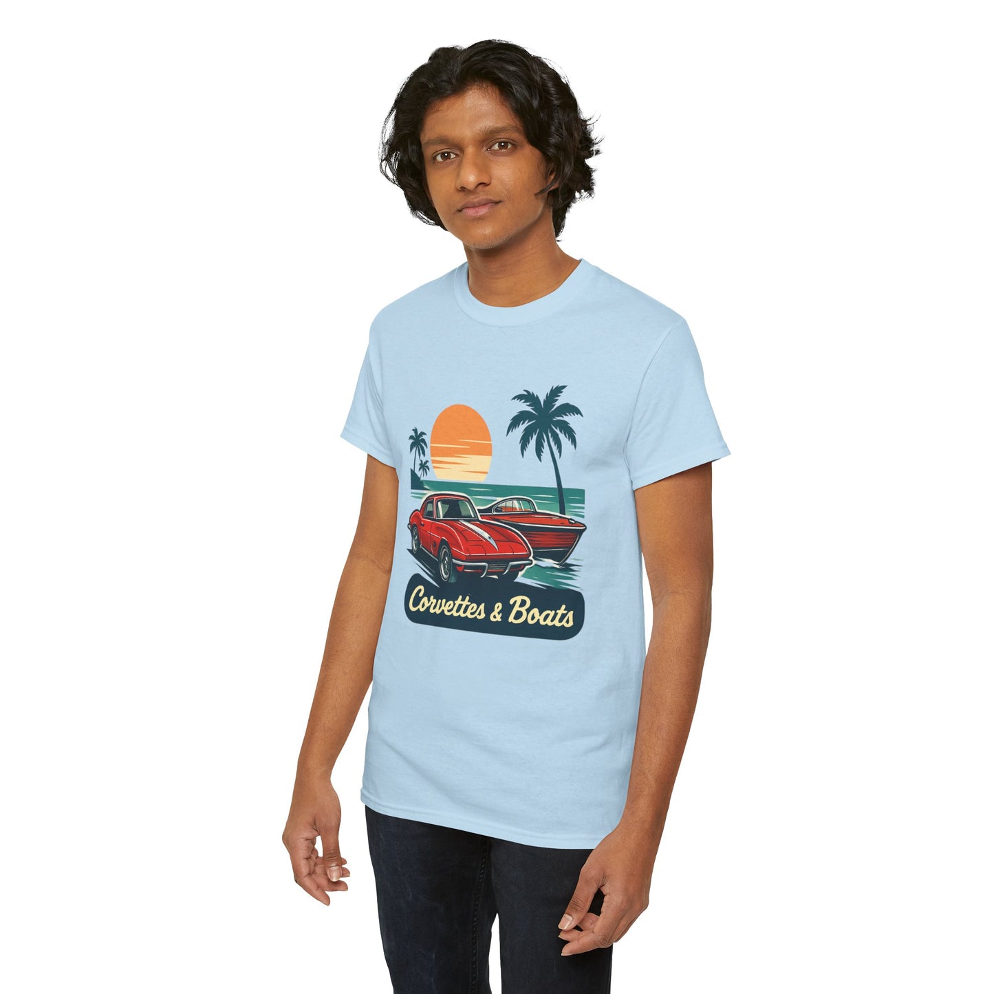 Corvettes & Boats Retro Sunset T‑Shirt