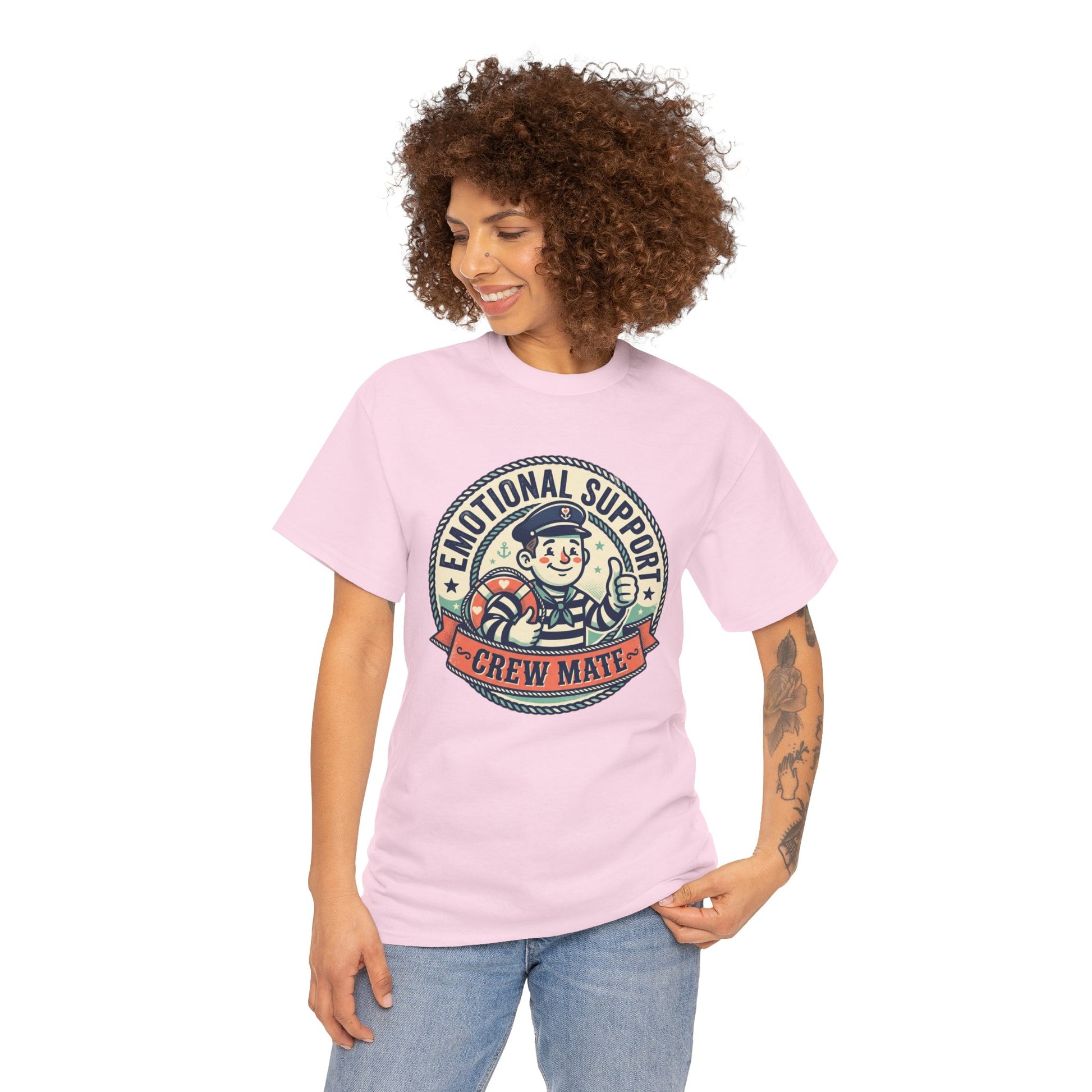 Emotional Support Crew Mate T‑Shirt — Retro Nautical Crewmate Tee Printify