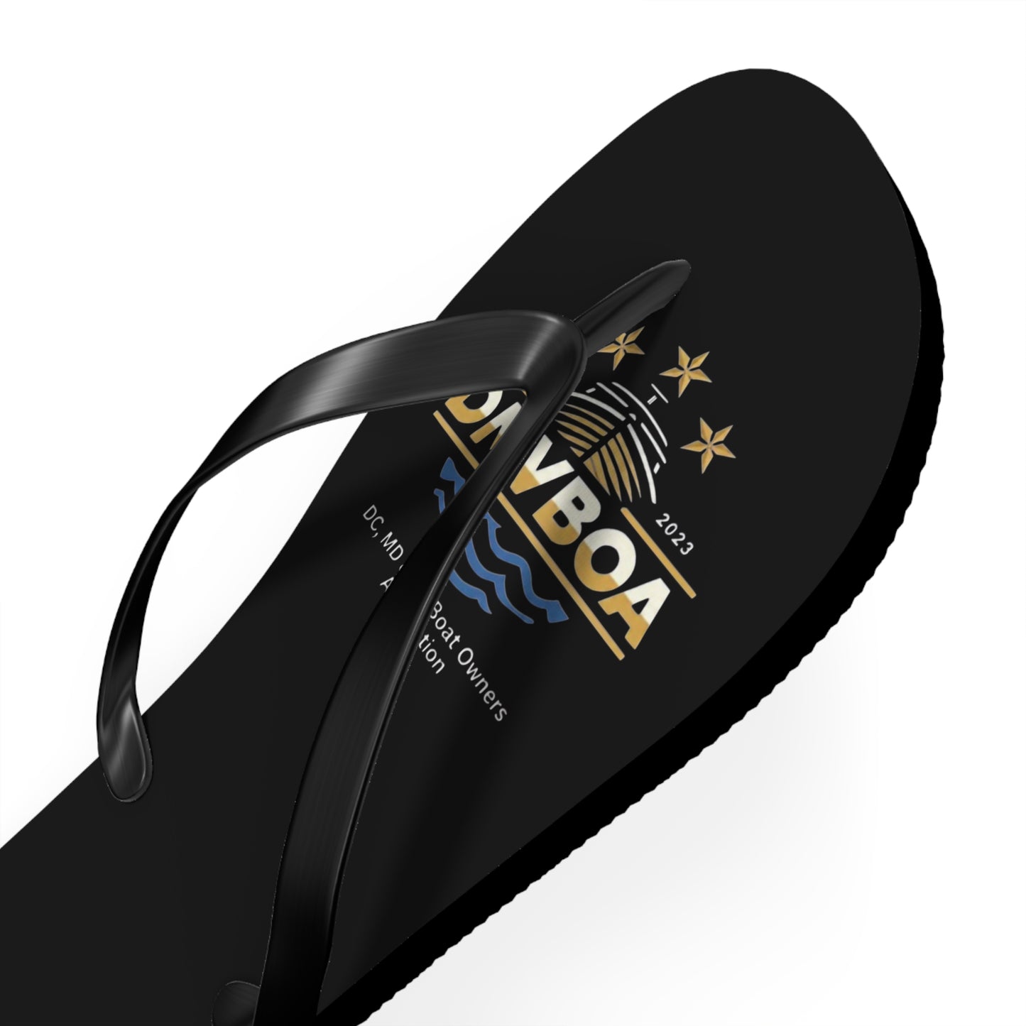Black Logo Flip Flops — DMV Boat Owners Association Summer Sandals DMVBOA