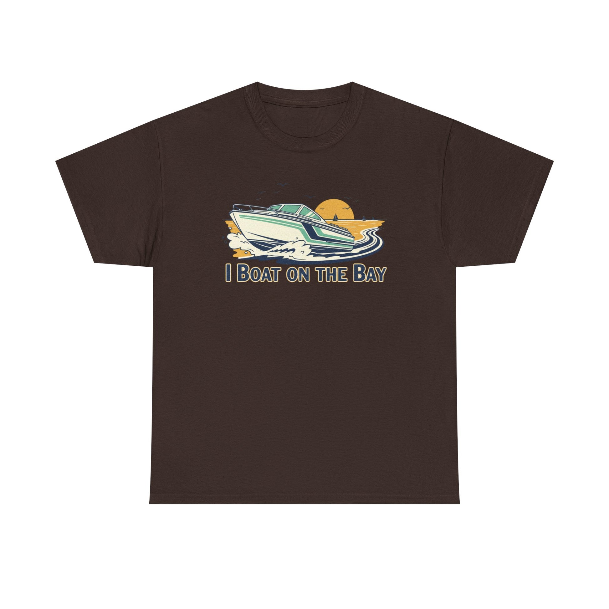 Boat on the Bay T-Shirt — Retro Motorboat Sunset Tee Printify