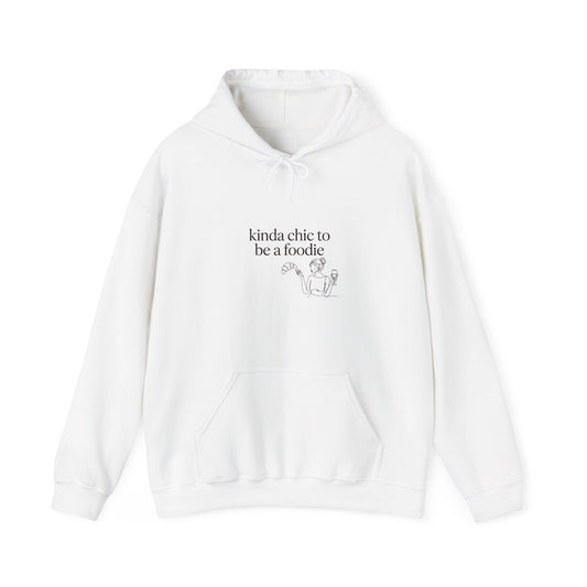 kinda chic to be a foodie Hoodie | minimalist line art, foodie quote