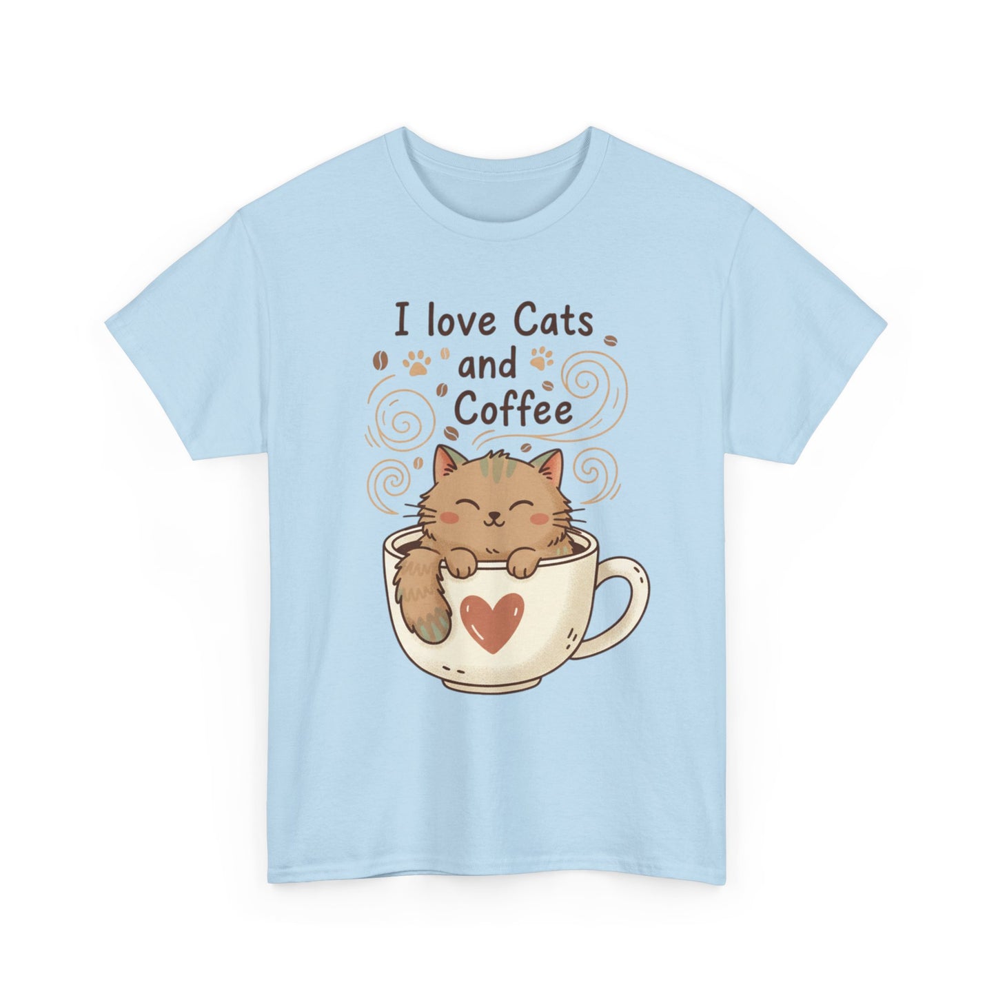 Cat and Coffee T‑Shirt — "I Love Cats and Coffee" Cute Cat in Mug Tee