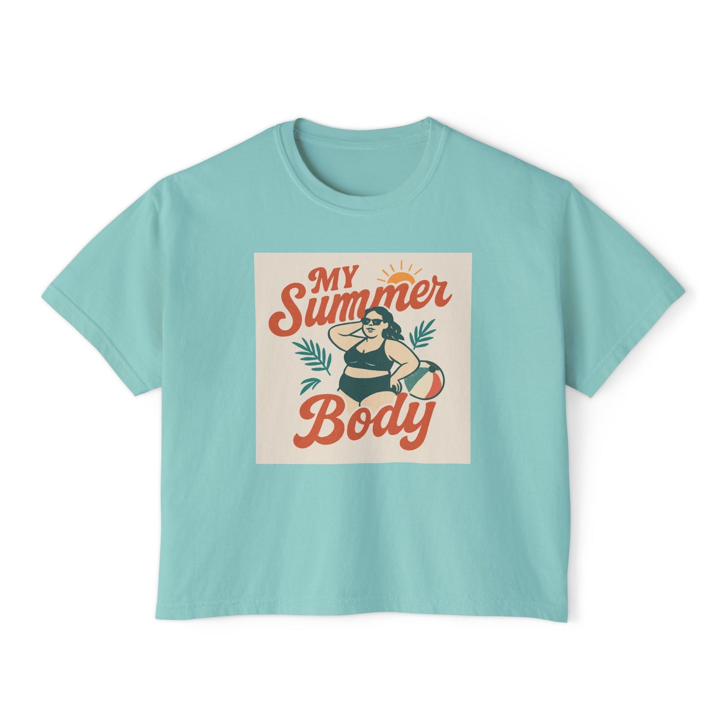 My Summer Body Boxy Tee — Retro Beach Graphic Women’s T‑Shirt
