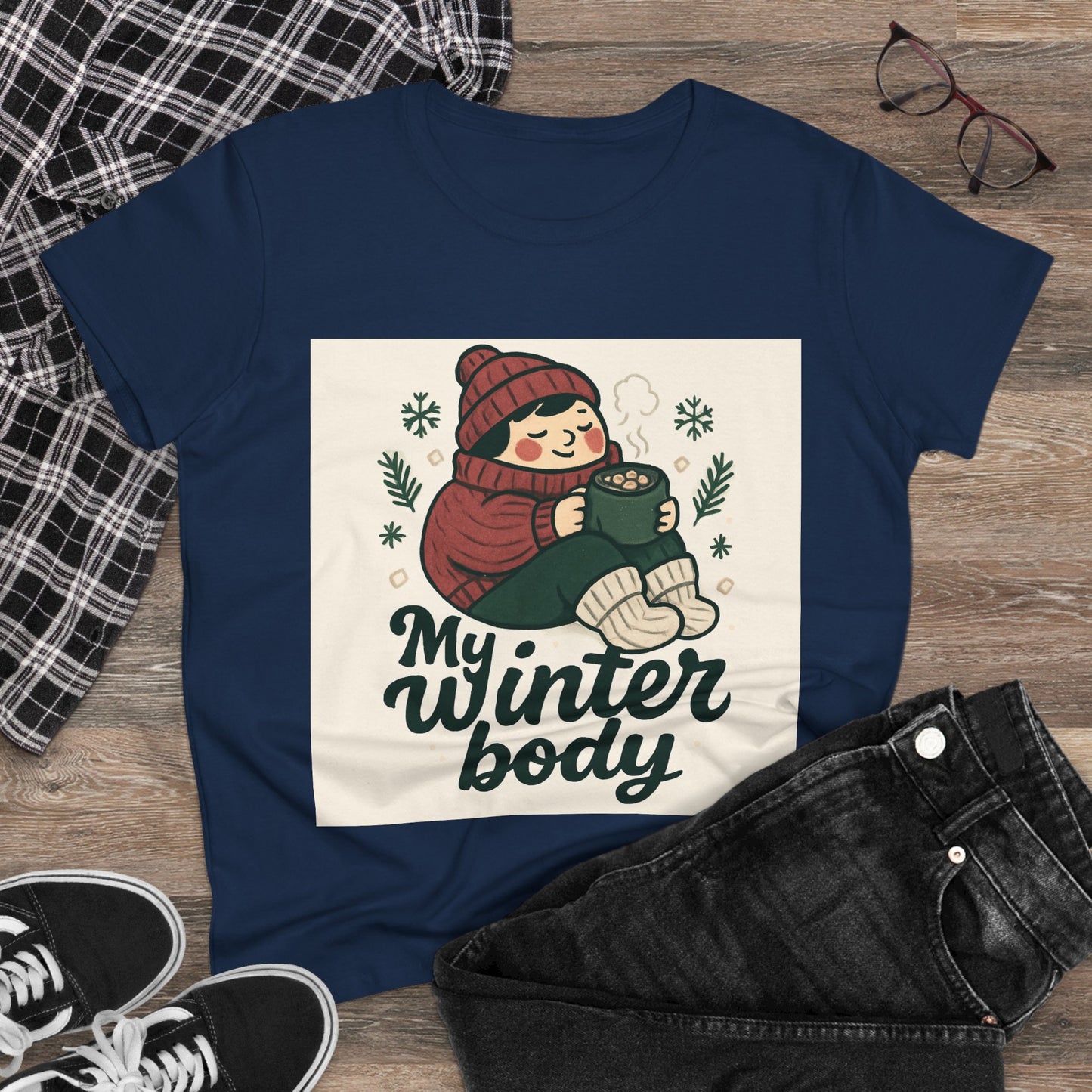 My Winter Body Women's Tee — Cozy Hot Cocoa Graphic T-Shirt