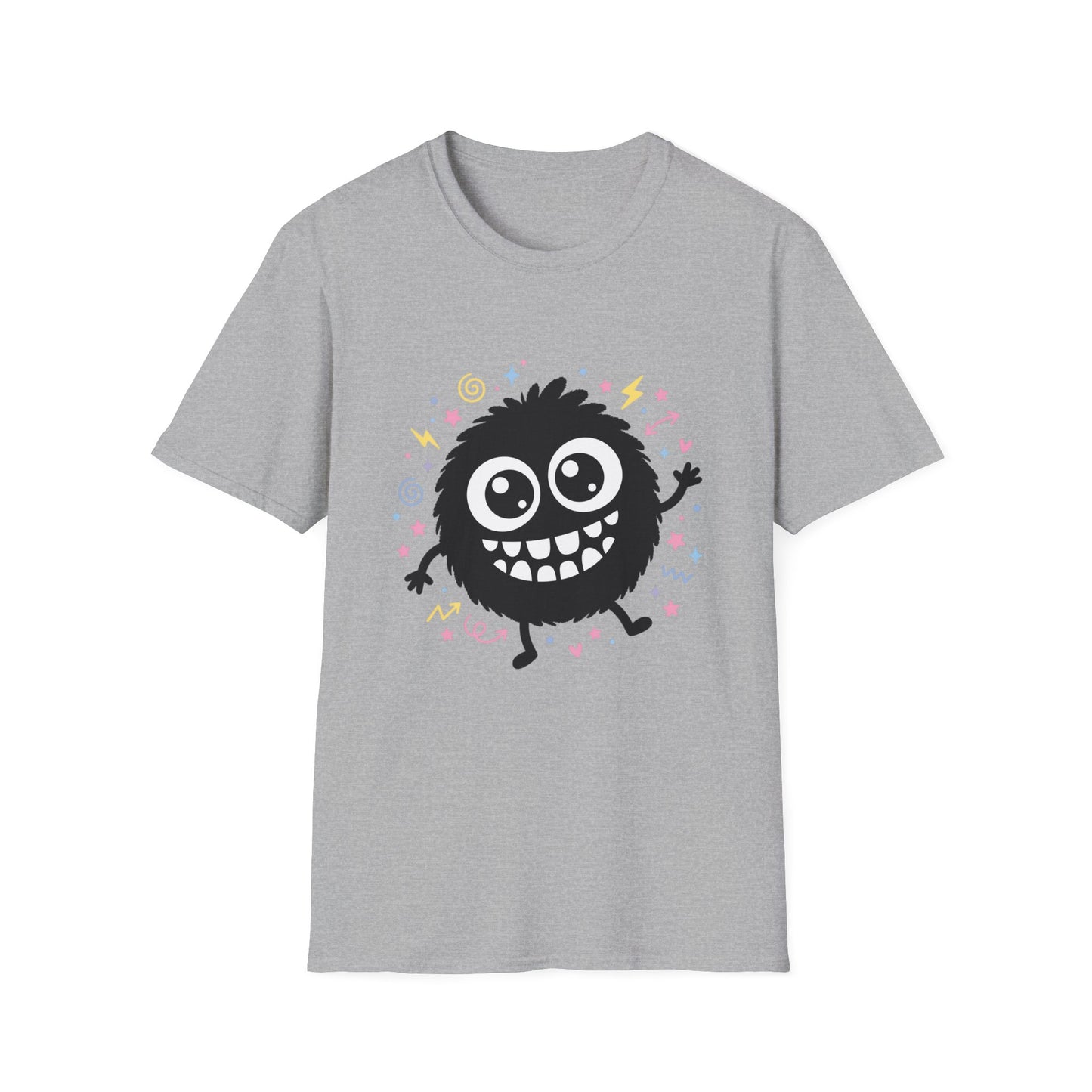 Cute Fuzzy Monster T-Shirt — Playful Cartoon Graphic Tee for Kids & Adults
