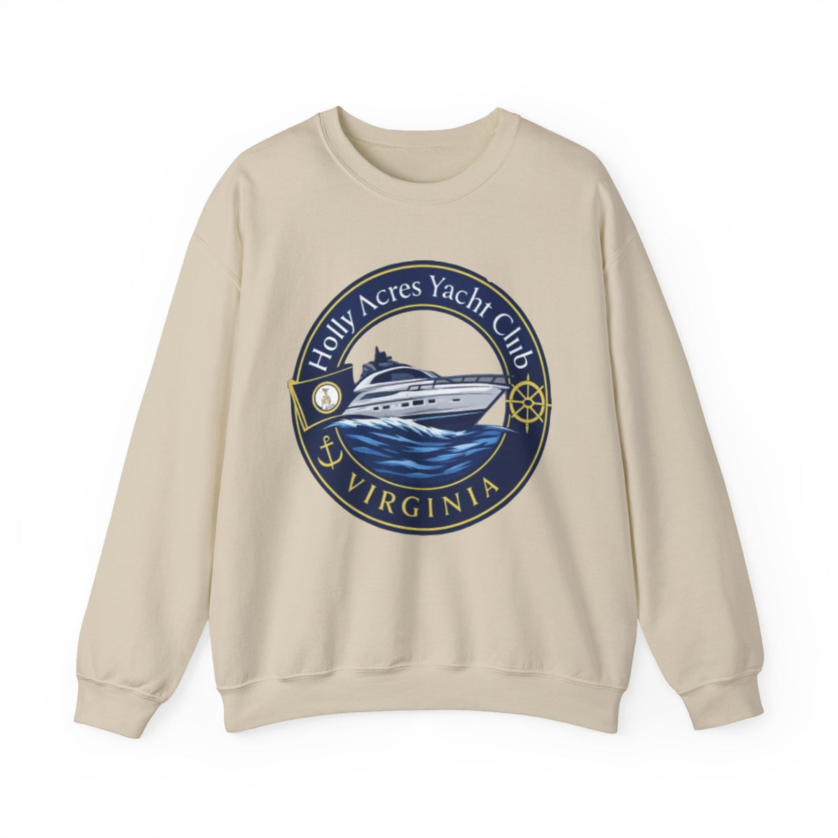 Virginia Yacht Club Crewneck Sweatshirt — "Holly Acres Yacht Club" Nautical Logo