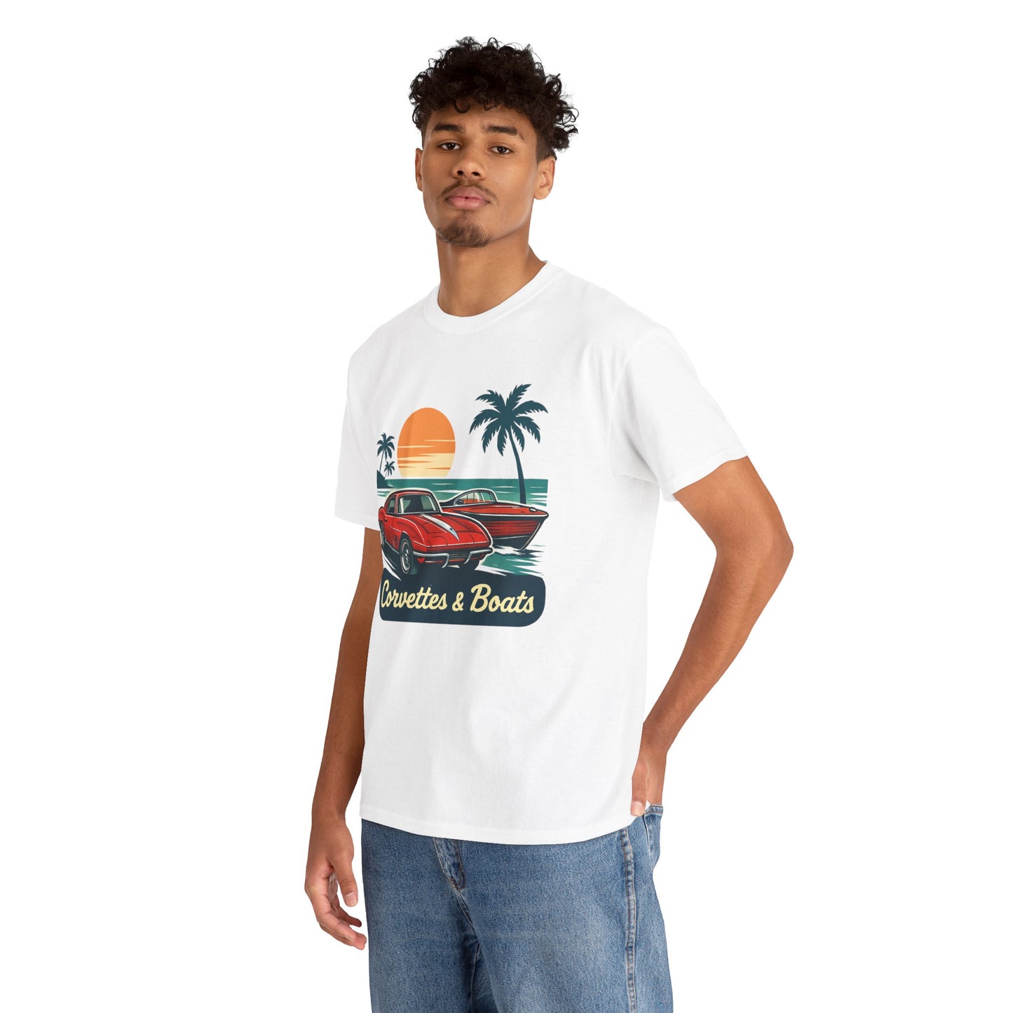 Corvettes & Boats Retro Sunset T‑Shirt