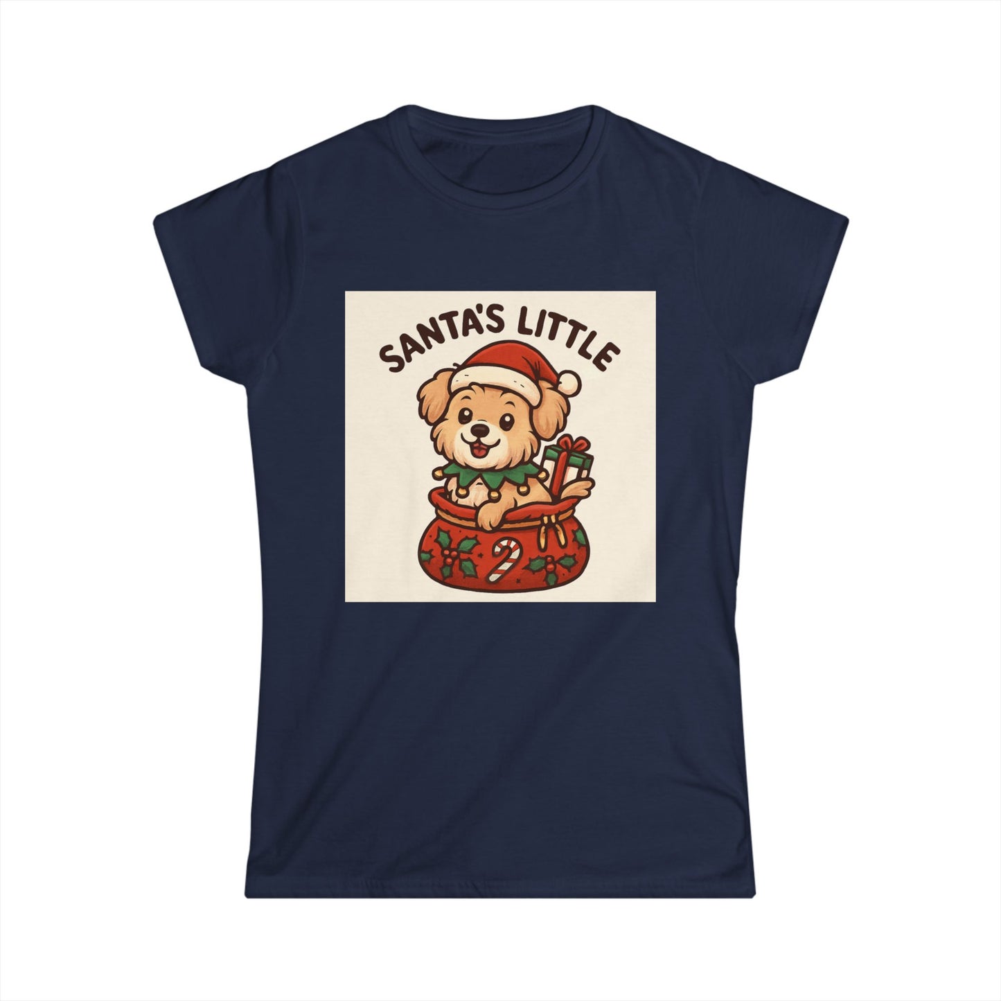 Santa's Little Puppy Tee — Cute Christmas Dog Holiday T‑Shirt for Women