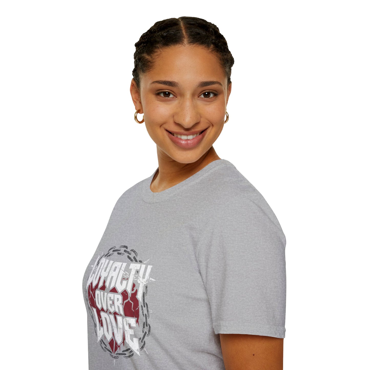 Loyalty Over Love T-Shirt — Edgy Heart & Chain Graphic Tee