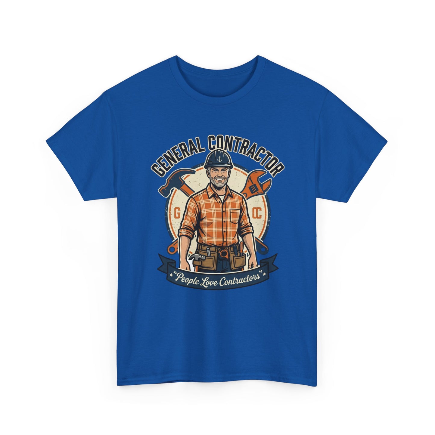General Contractor T-Shirt — Vintage Construction Worker Logo Tee Printify