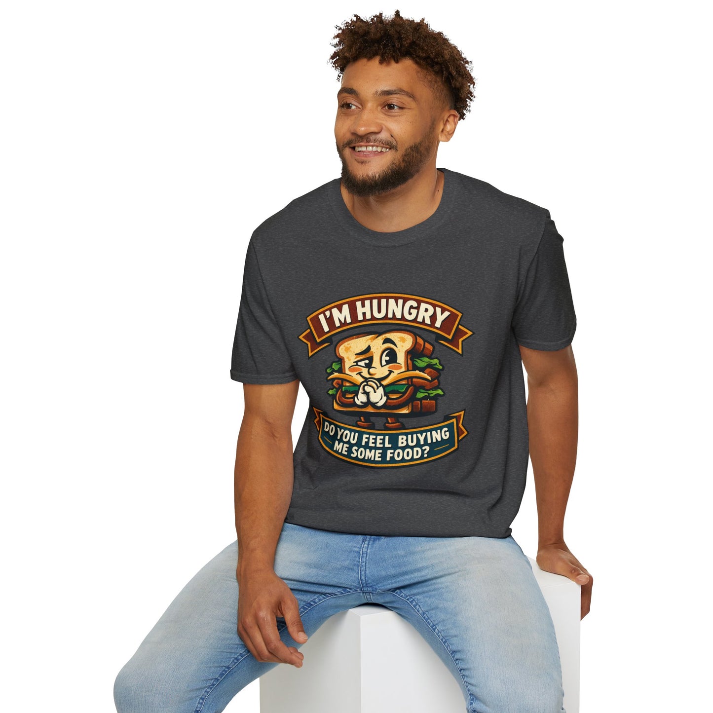 I'm Hungry Burger Graphic T-Shirt — "Do You Feel Buying Me Some Food?" Funny Foodie Tee
