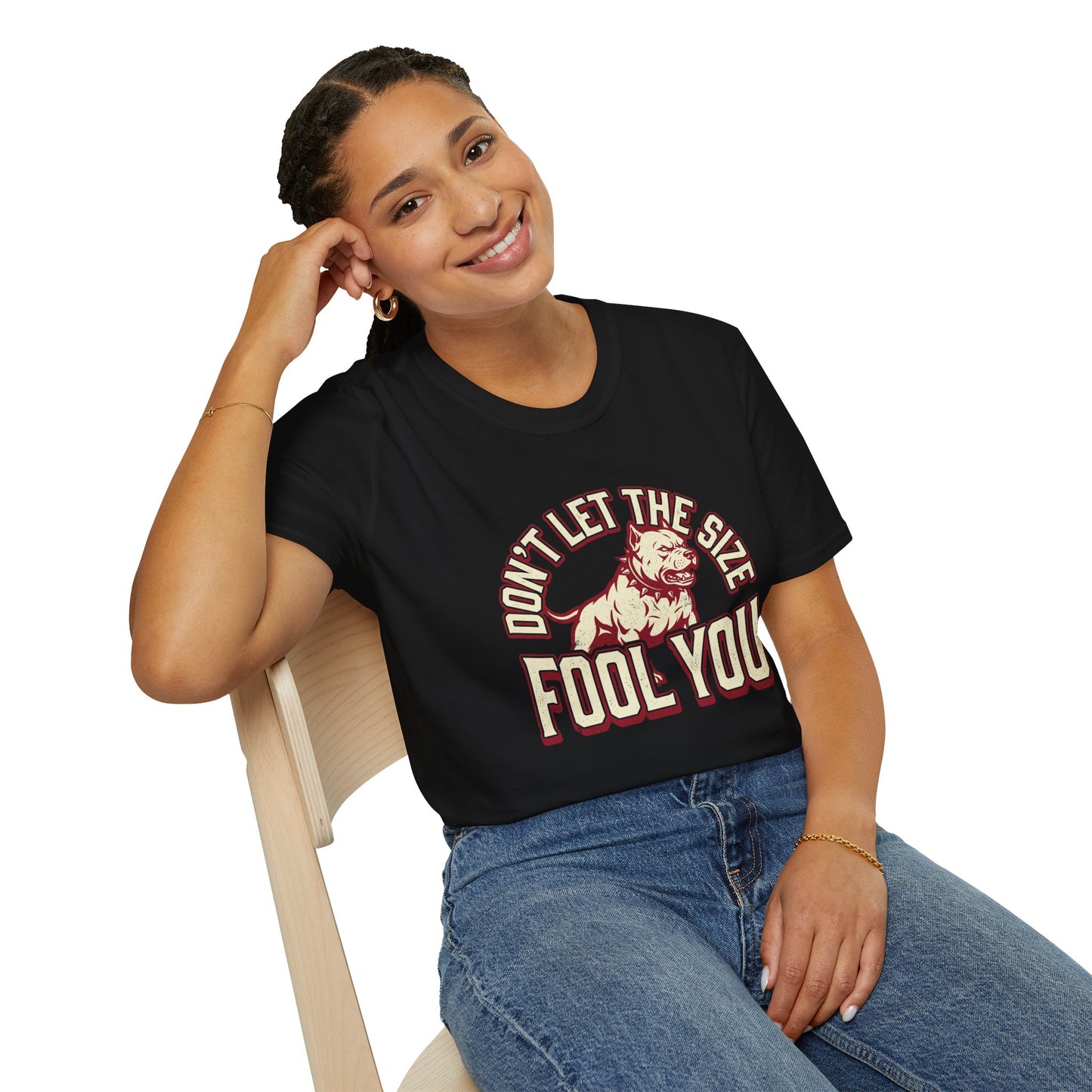 "Don’t Let The Size Fool You" Vintage Dog Tee-Pitbull Graphic T-Shirt