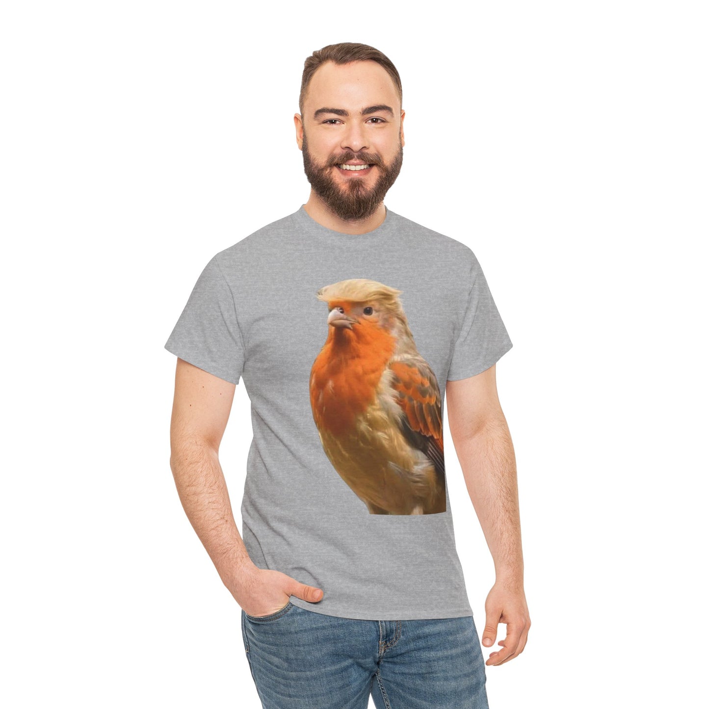 Robin Illustration T-Shirt — Cute Red-Breast Bird Graphic Tee