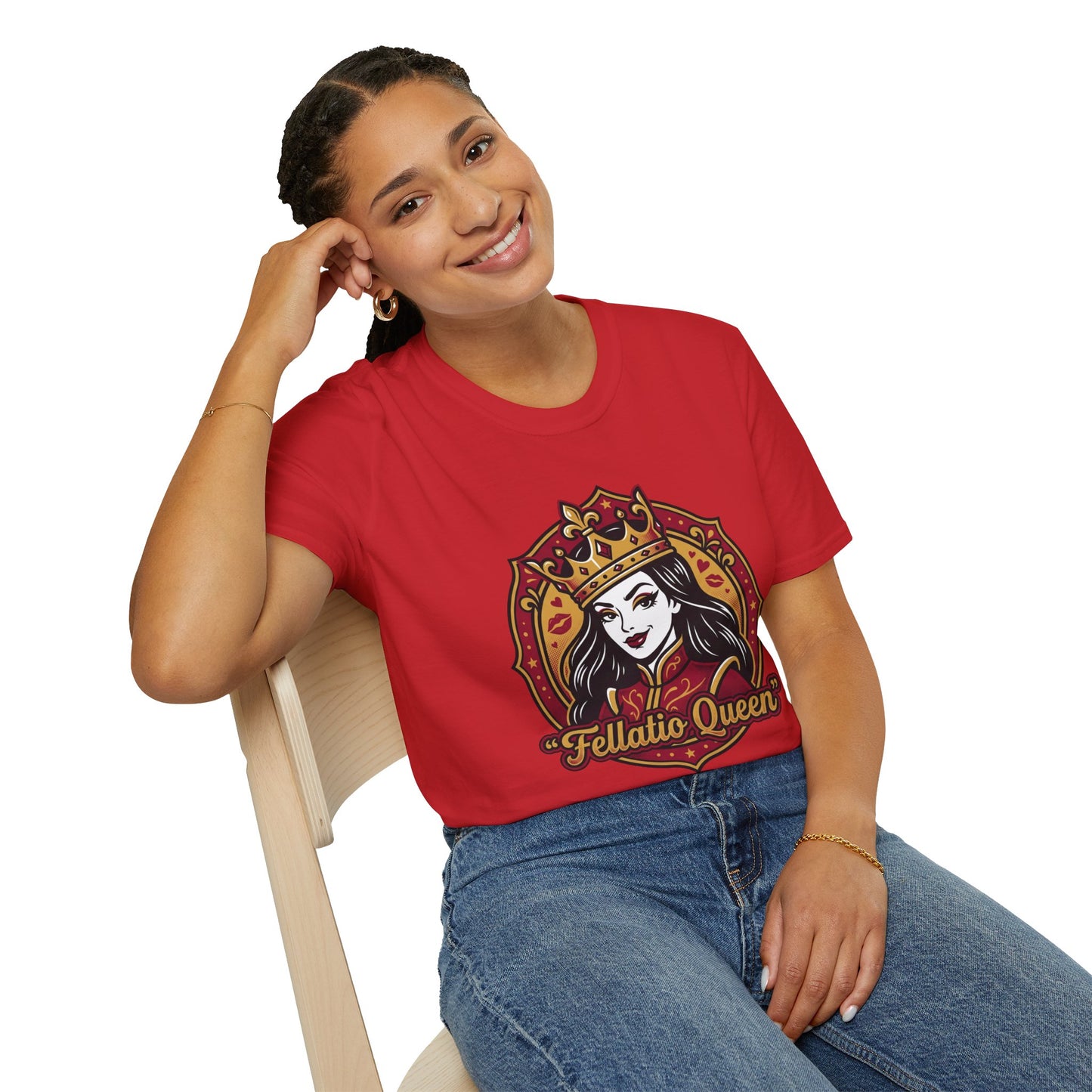 "Fellatio Queen" Retro Pinup Crown Graphic Tee Printify