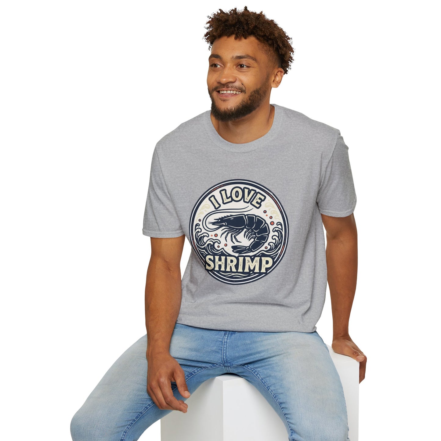 I Love Shrimp T-Shirt — Retro Seafood Crew Tee