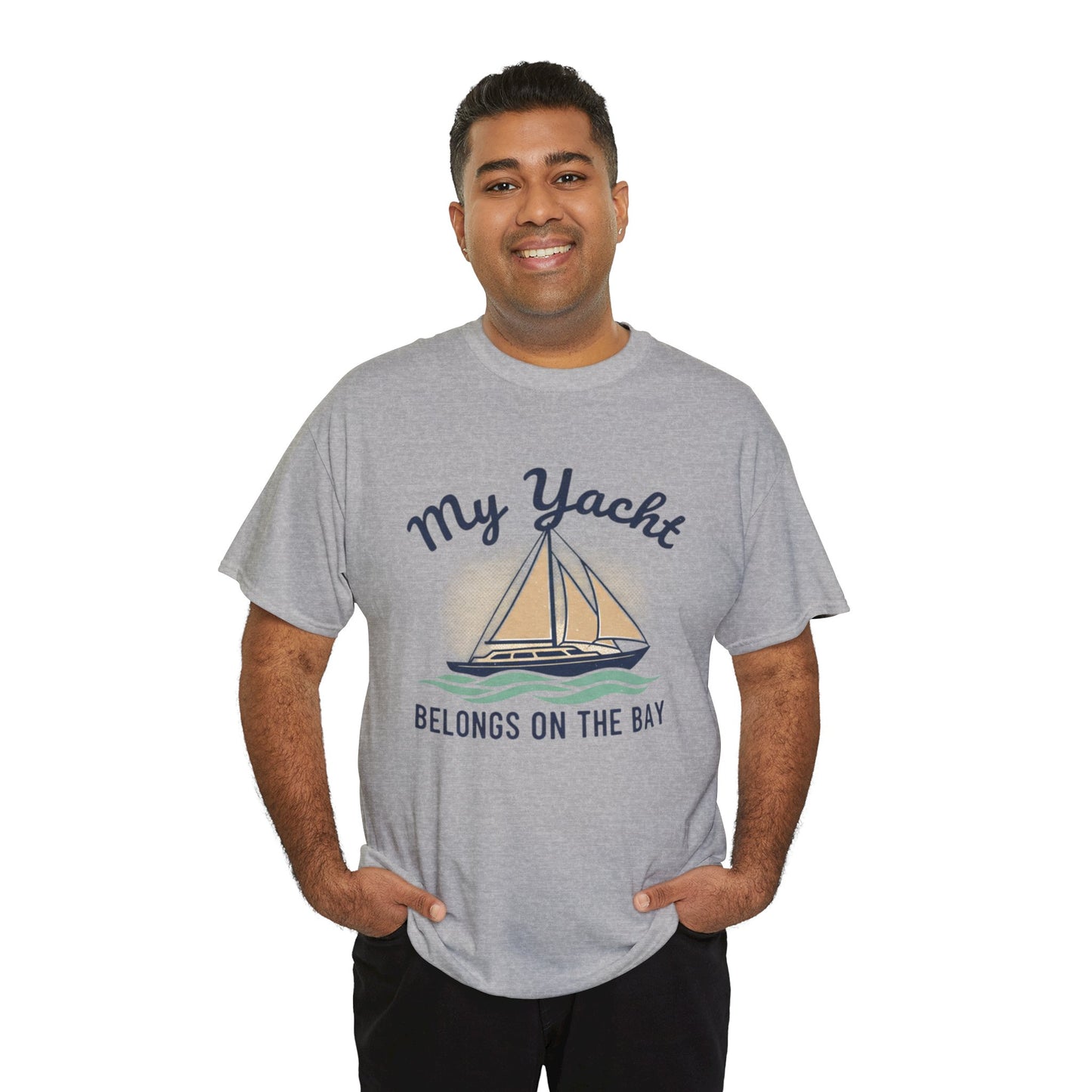Sailboat Graphic Tee - "My Yacht Belongs on the Bay" Casual Nautical T-Shirt