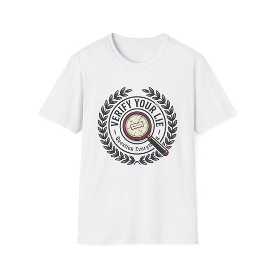 Verify Your Life T-Shirt — Vintage Badge Graphic Tee for Curious Minds
