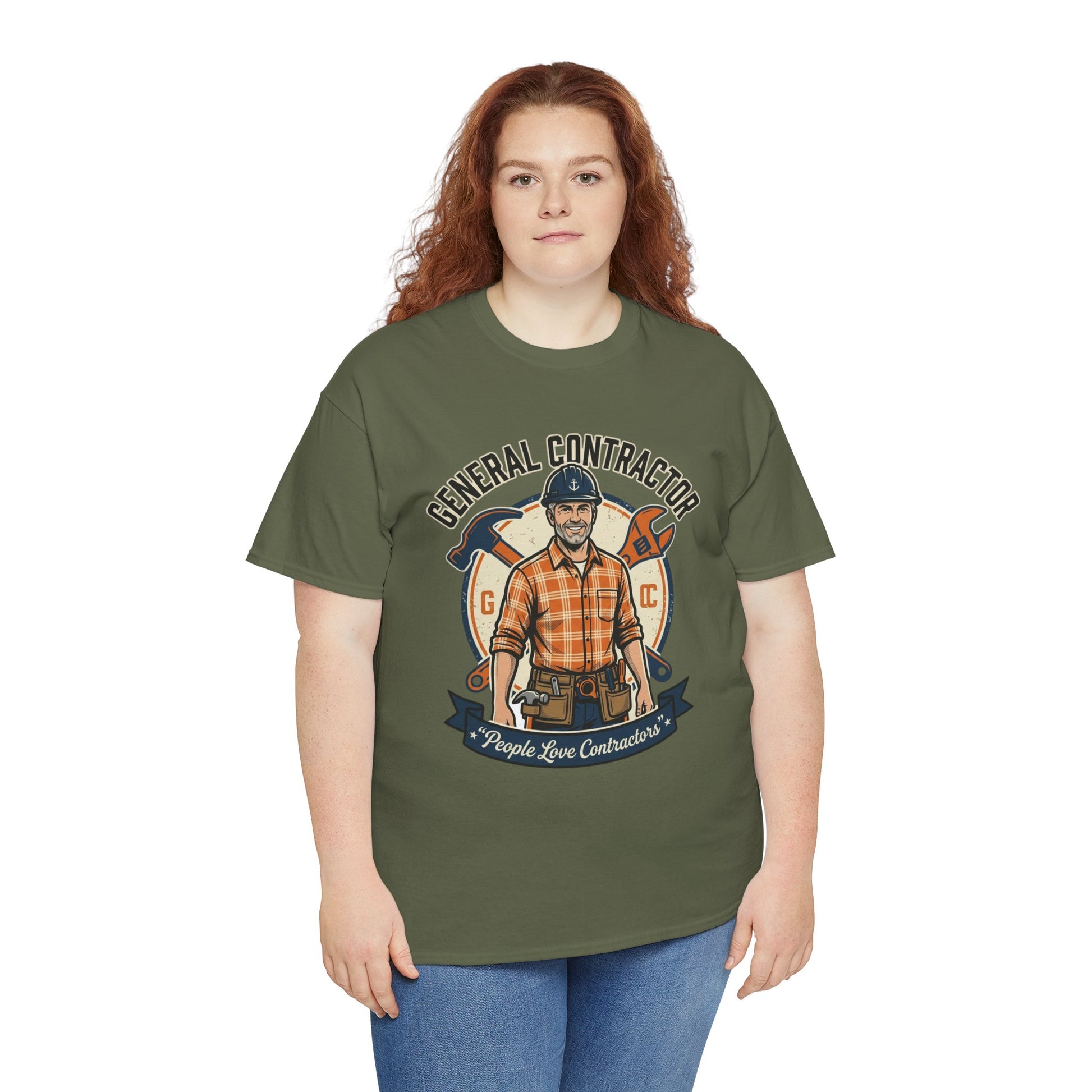 General Contractor T-Shirt — Vintage Construction Worker Logo Tee Printify