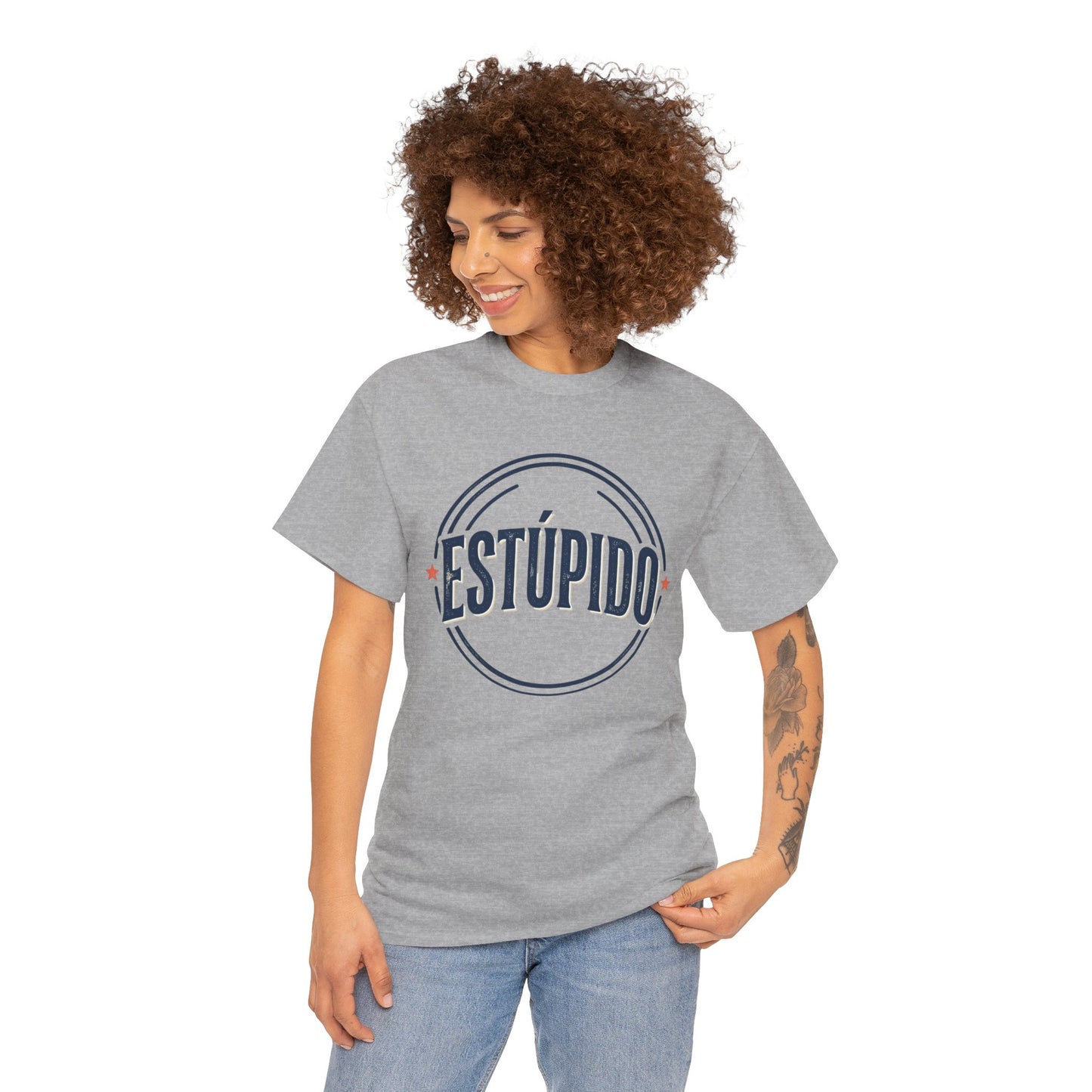 ESTÚPIDO Circle Logo Graphic Tee (Spanish Funny Statement)