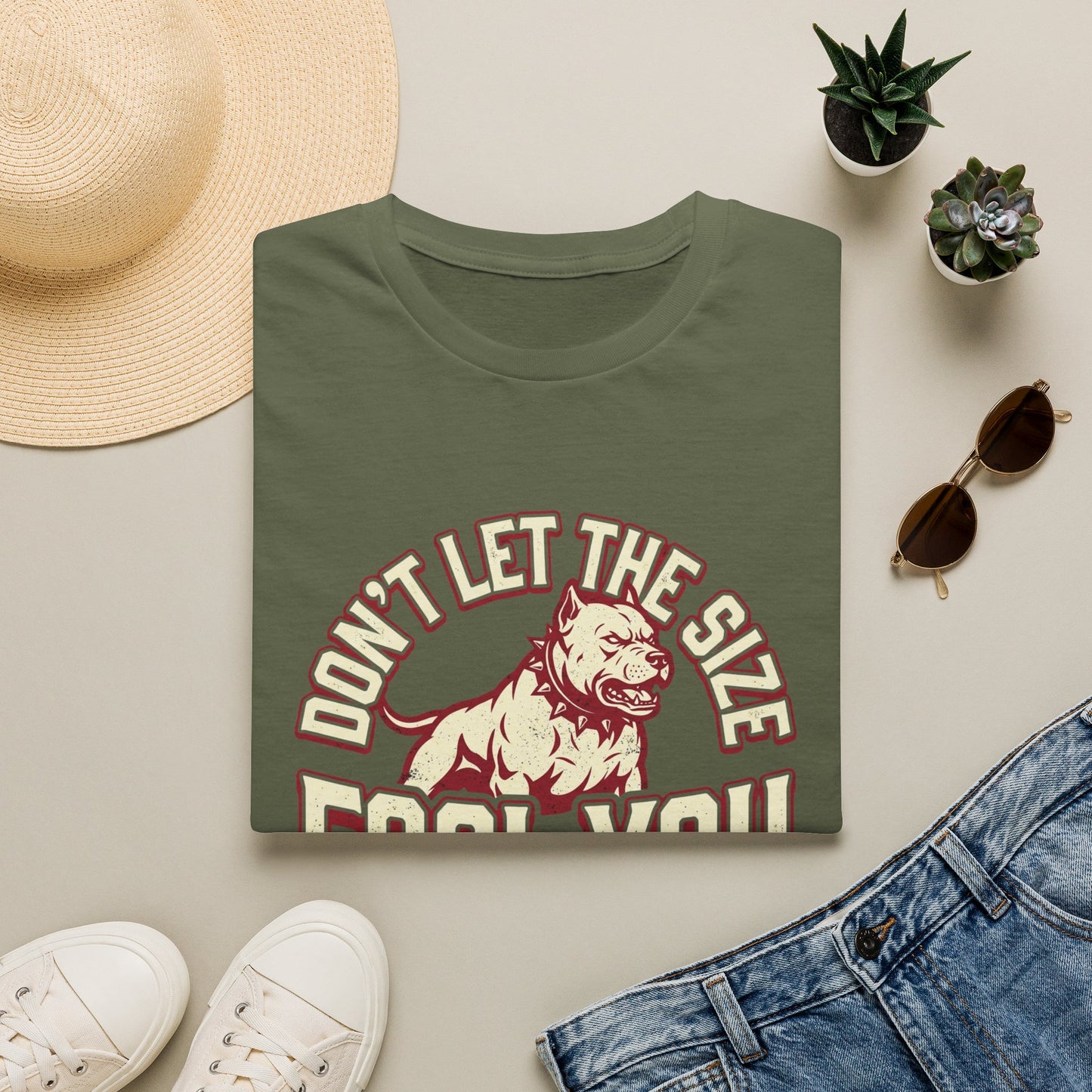 "Don’t Let The Size Fool You" Vintage Dog Tee-Pitbull Graphic T-Shirt