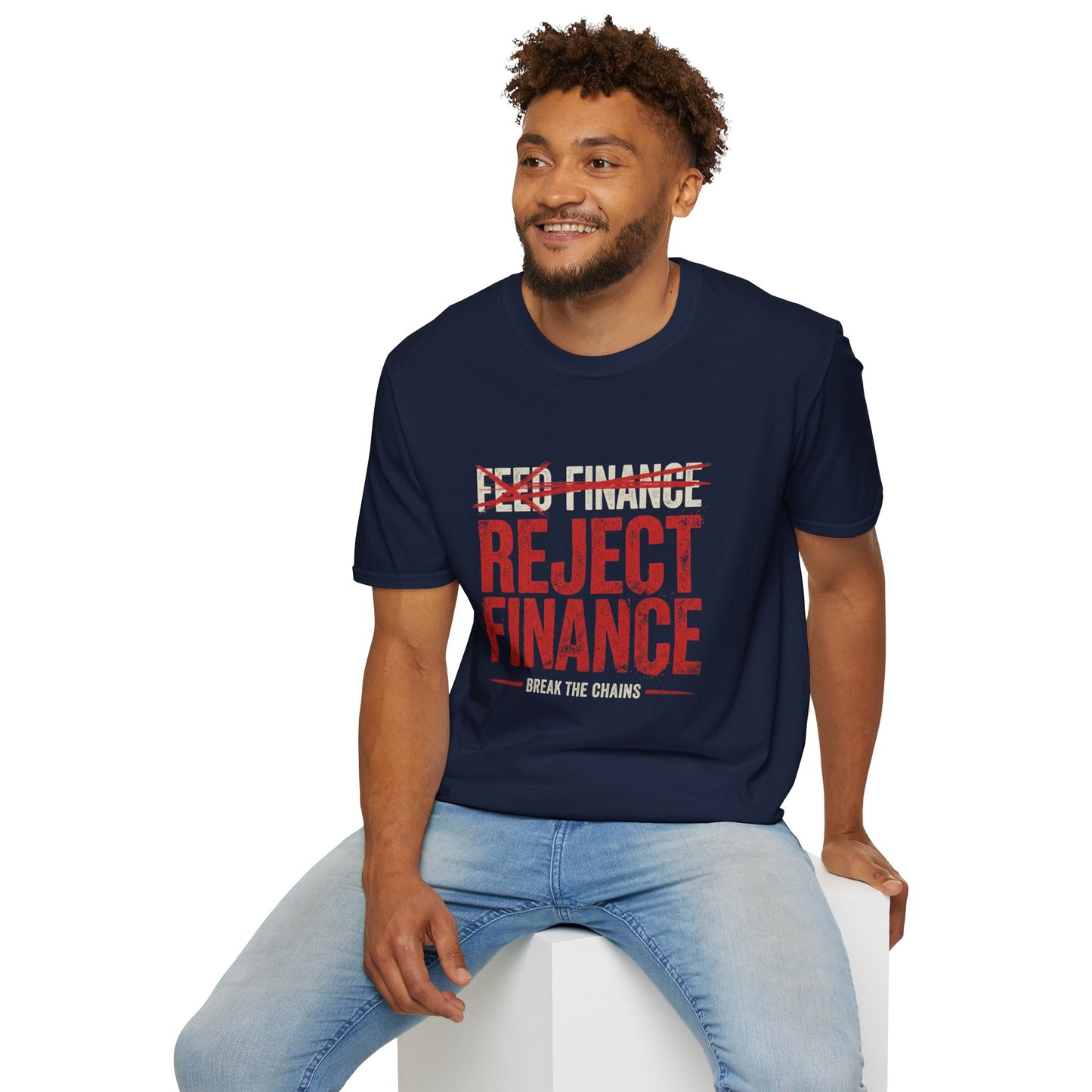 Reject Finance T-Shirt — Bold Red Protest Graphic Tee