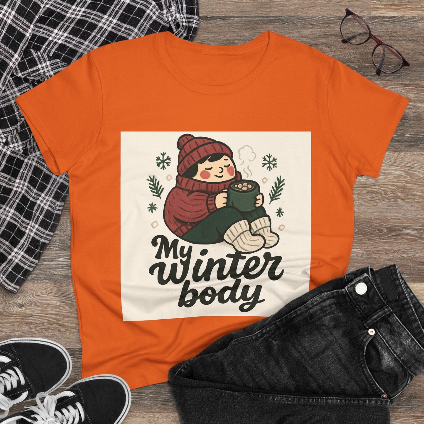 My Winter Body Women's Tee — Cozy Hot Cocoa Graphic T-Shirt