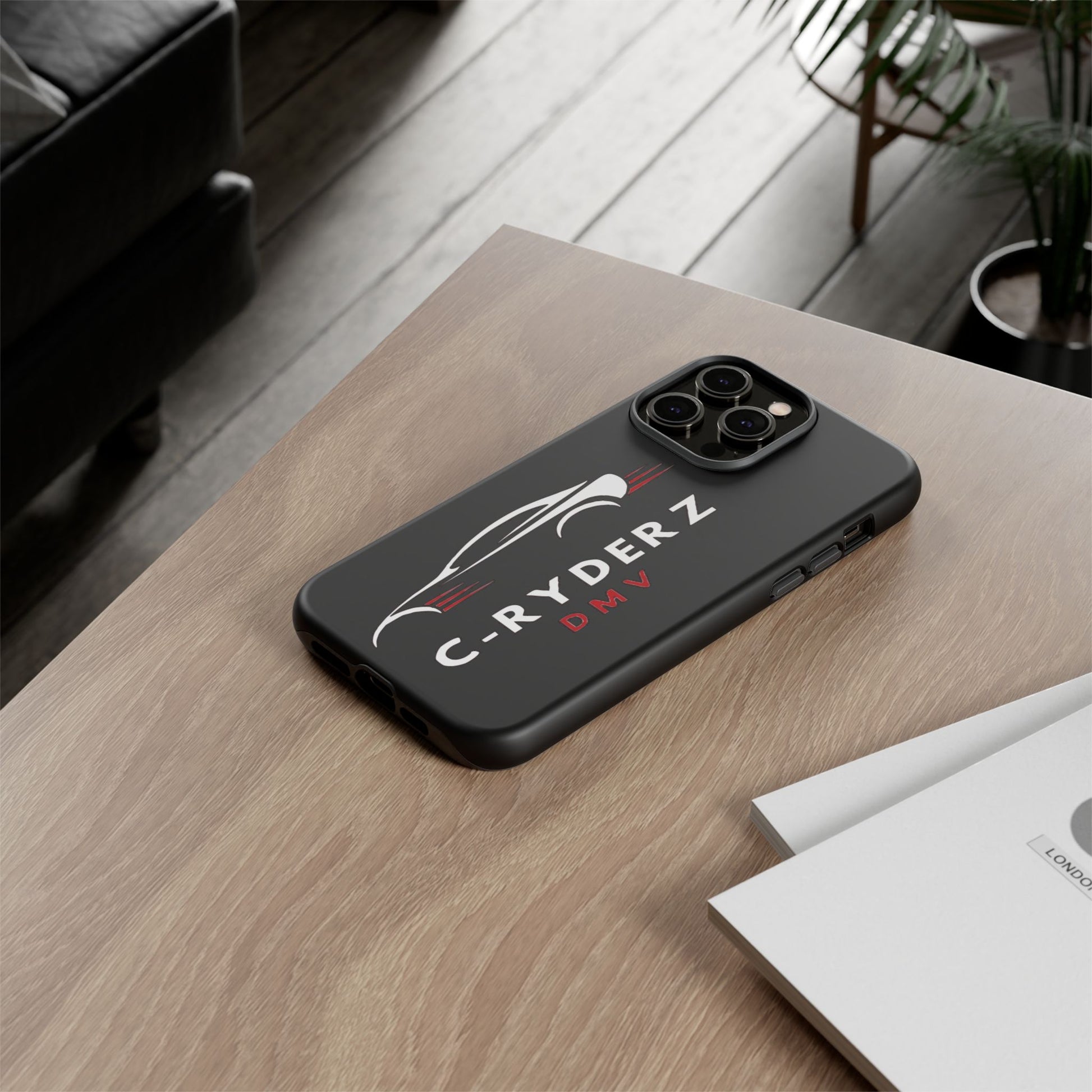 C-Ryderz DMV Black Slim Phone Case — Sporty Car Silhouette Protective Cover Printify