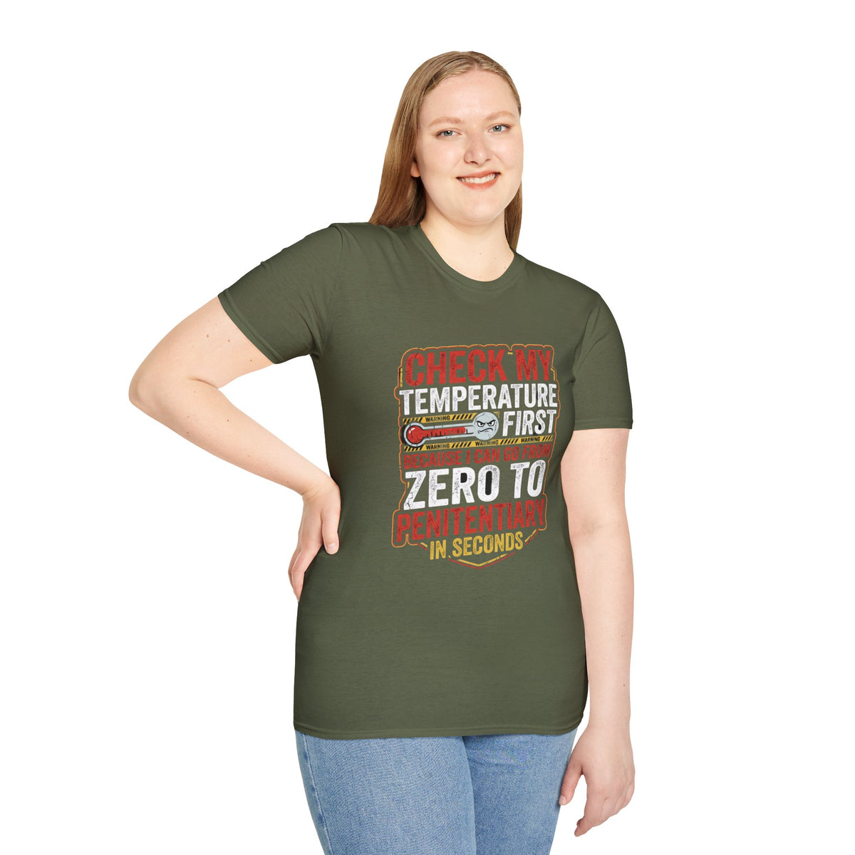 Check My Temperature First T‑Shirt — Funny Mood Thermometer Tee