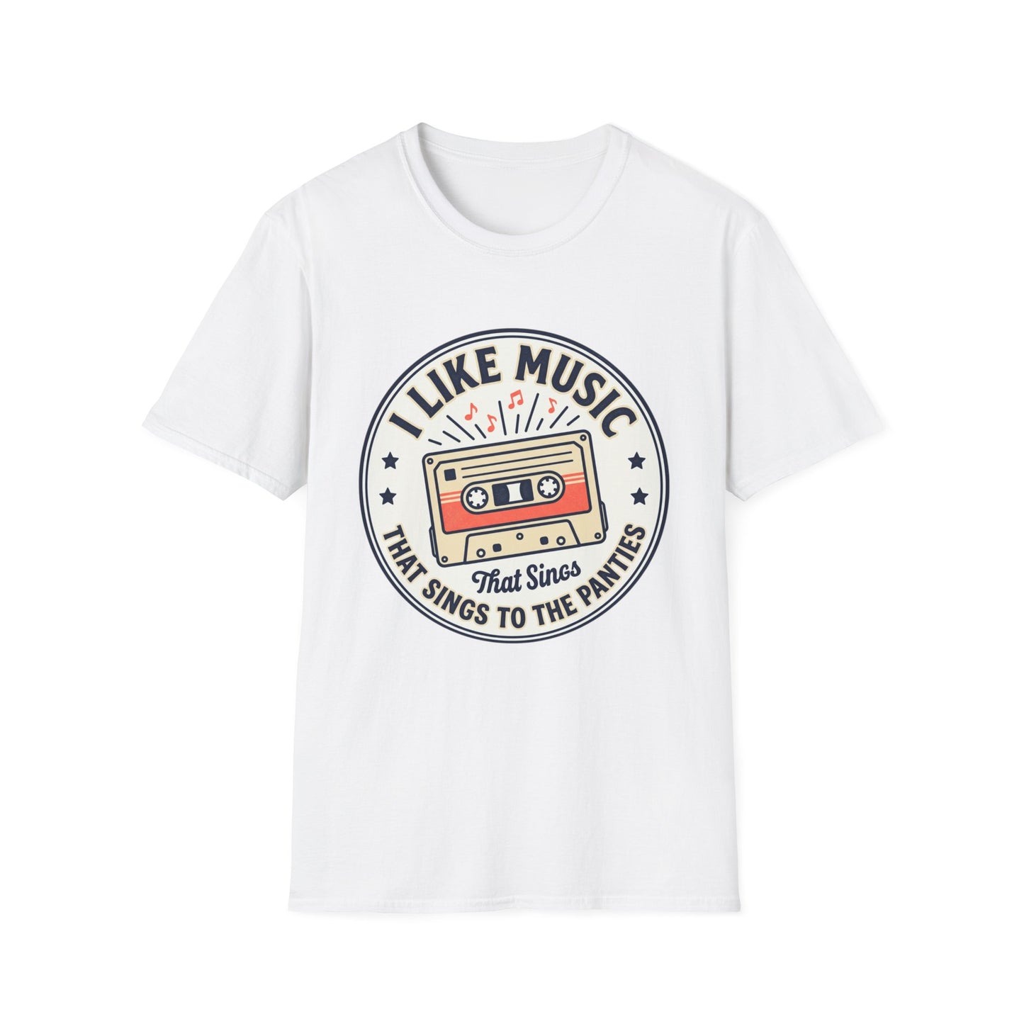 Retro Cassette T-Shirt — "I Like Music That Sings to the Pants" Vintage Music Tee