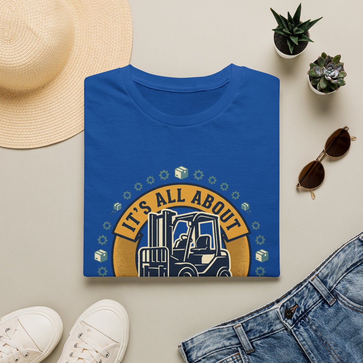 Moving Company T-Shirt — "It's All About Moving Units" Forklift Logo