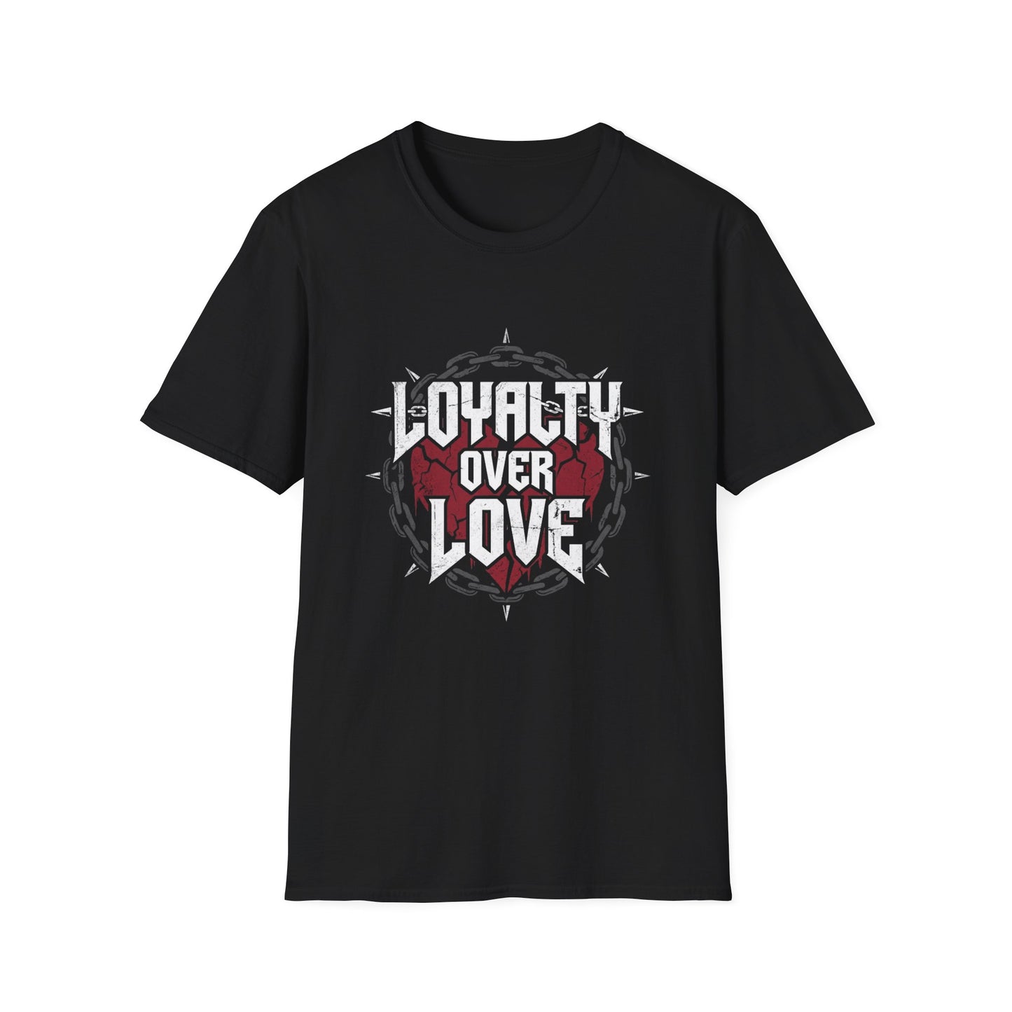 Loyalty Over Love T-Shirt — Edgy Heart & Chain Graphic Tee