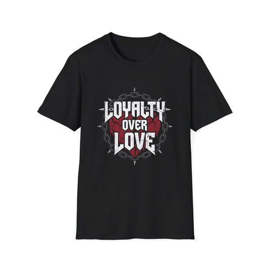 Loyalty Over Love T-Shirt — Edgy Heart & Chain Graphic Tee