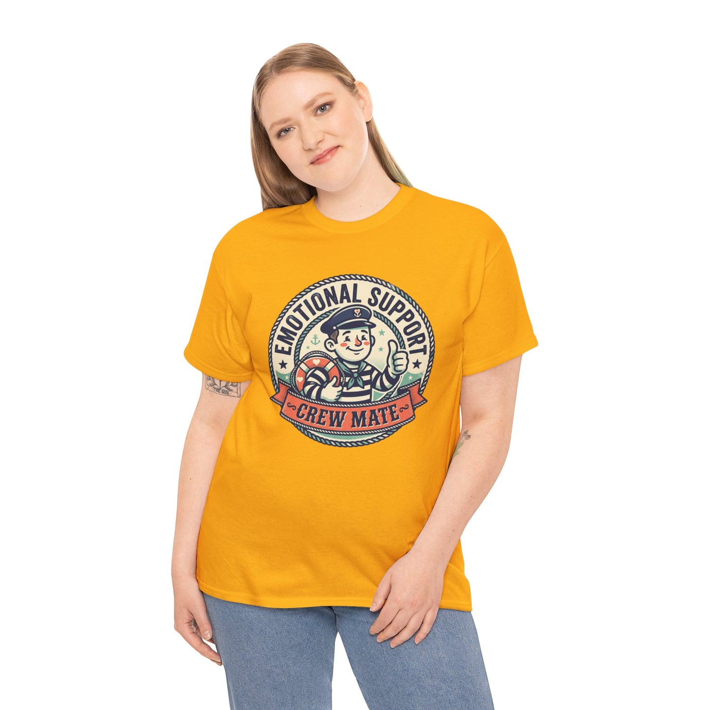 Emotional Support Crew Mate T‑Shirt — Retro Nautical Crewmate Tee Printify