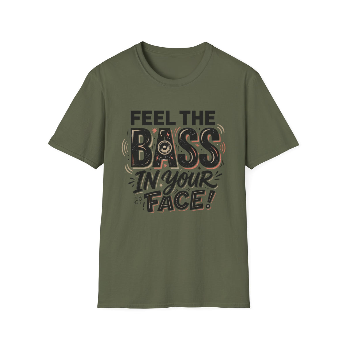 Feel the Bass In Your Face T-Shirt — Graphic Music Lover Tee