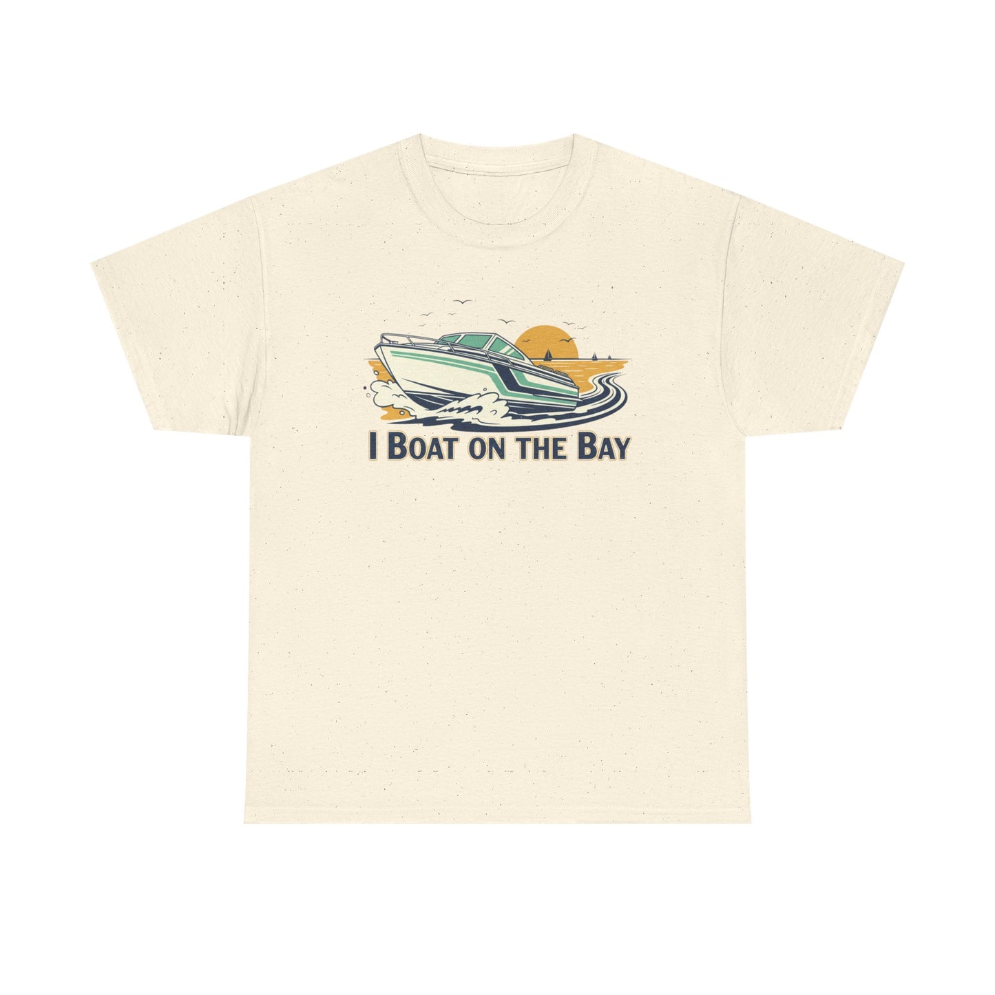 Boat on the Bay T-Shirt — Retro Motorboat Sunset Tee Printify