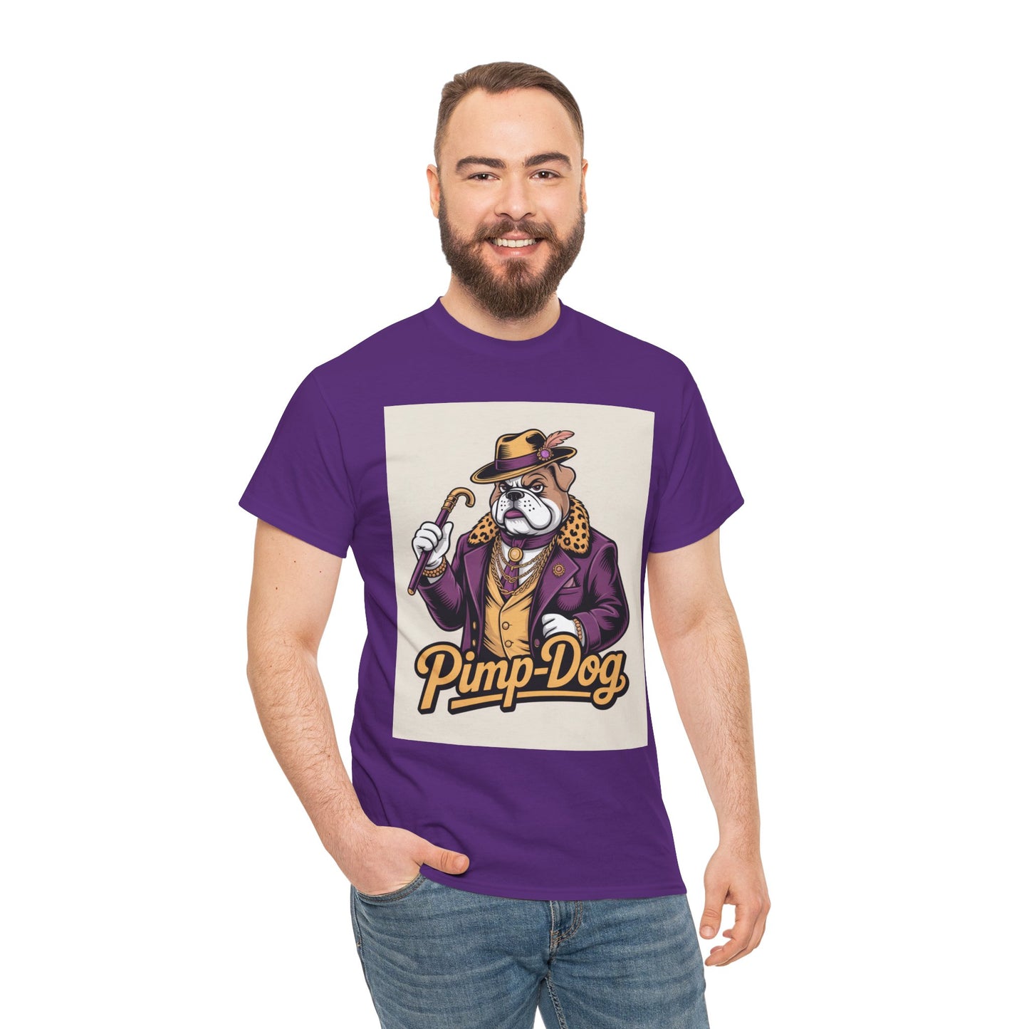 Pimp-Dog Graphic Tee — Retro Bulldog Character Shirt Printify