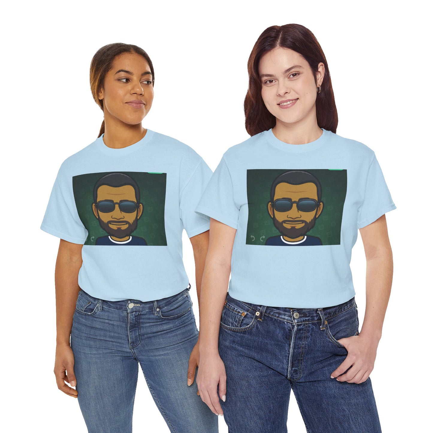 Bitmoji Portrait Tee — Cool Sunglasses Avatar Graphic T-Shirt Printify